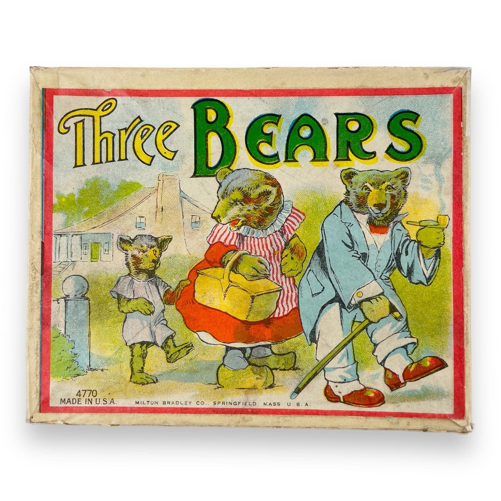 c.1909 Milton Bradley Three Bears 4770 Old Maid Card Game Complete w Box Rare