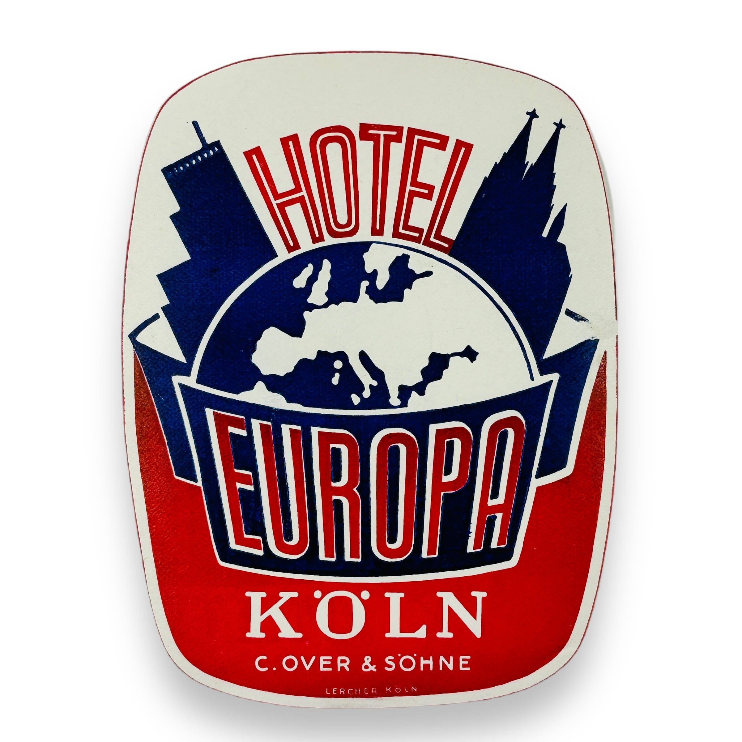 Hotel Europa Koln Cologne Germany Cathedral Vintage Scarce Early Luggage Label