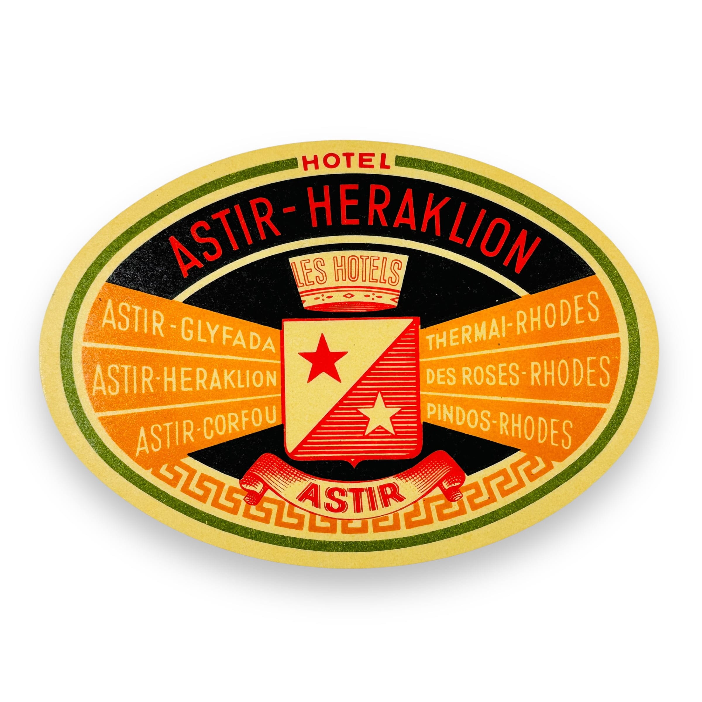 Astir Hotel Heraklion Greece Scarce Early Vintage Luggage Suitcase Label Decal
