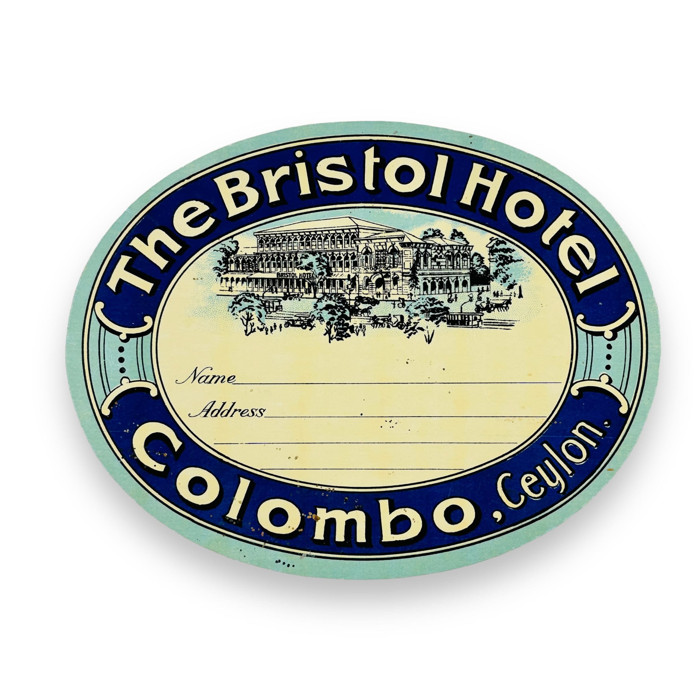 Bristol Hotel Colombo Ceylon Sri Lanka Asia Scarce Vintage Early Luggage Label