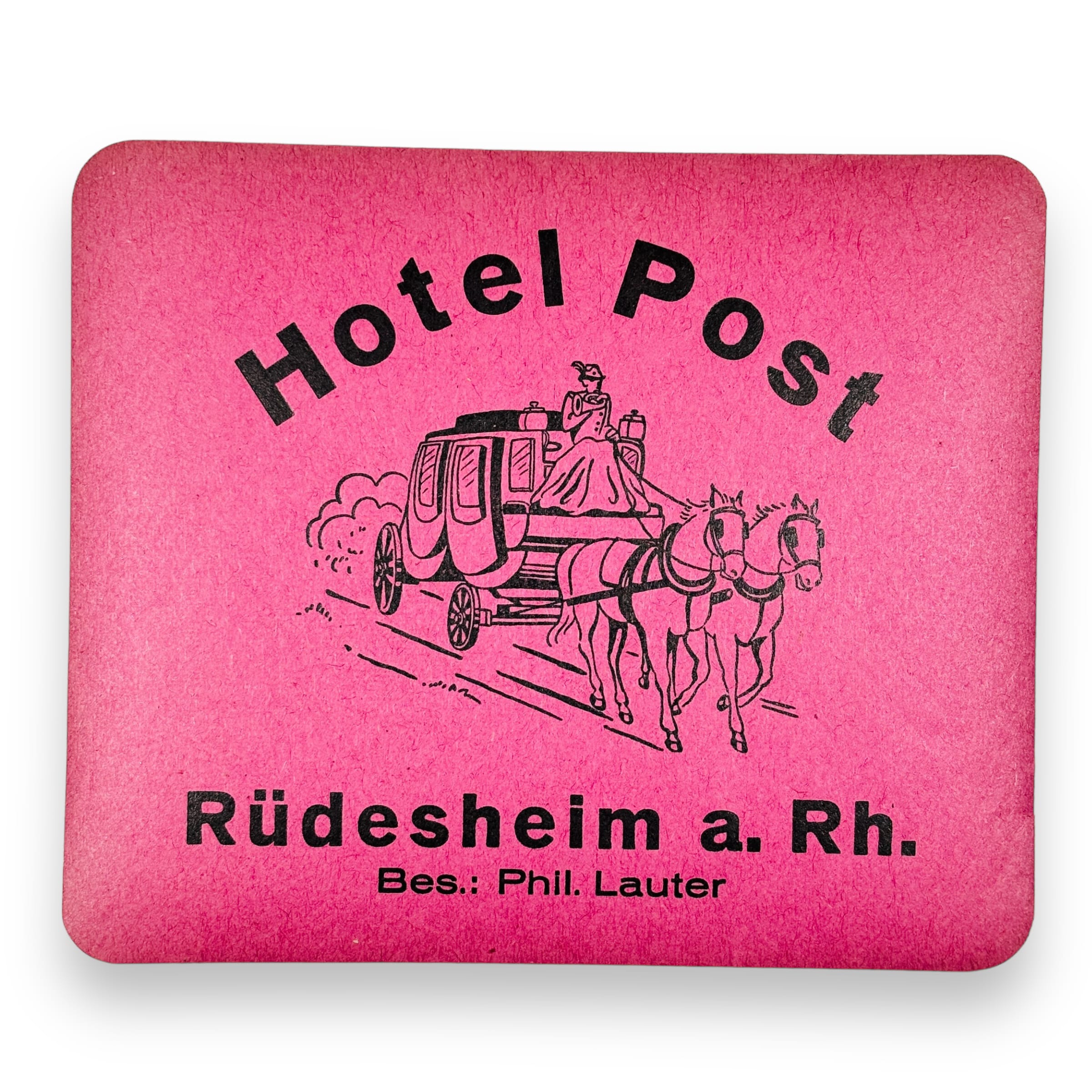 Hotel Post Rudesheim Germany Scarce Vintage Early Luggage Suitcase Label Decal