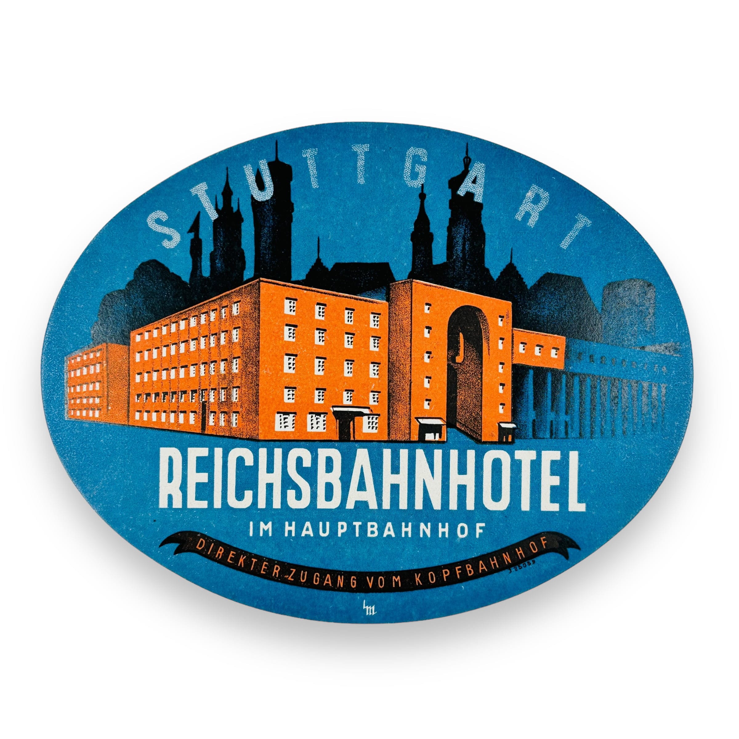Reichsbahnhotel Stuttgart Germany Scarce Early Vintage Luggage Label Decal
