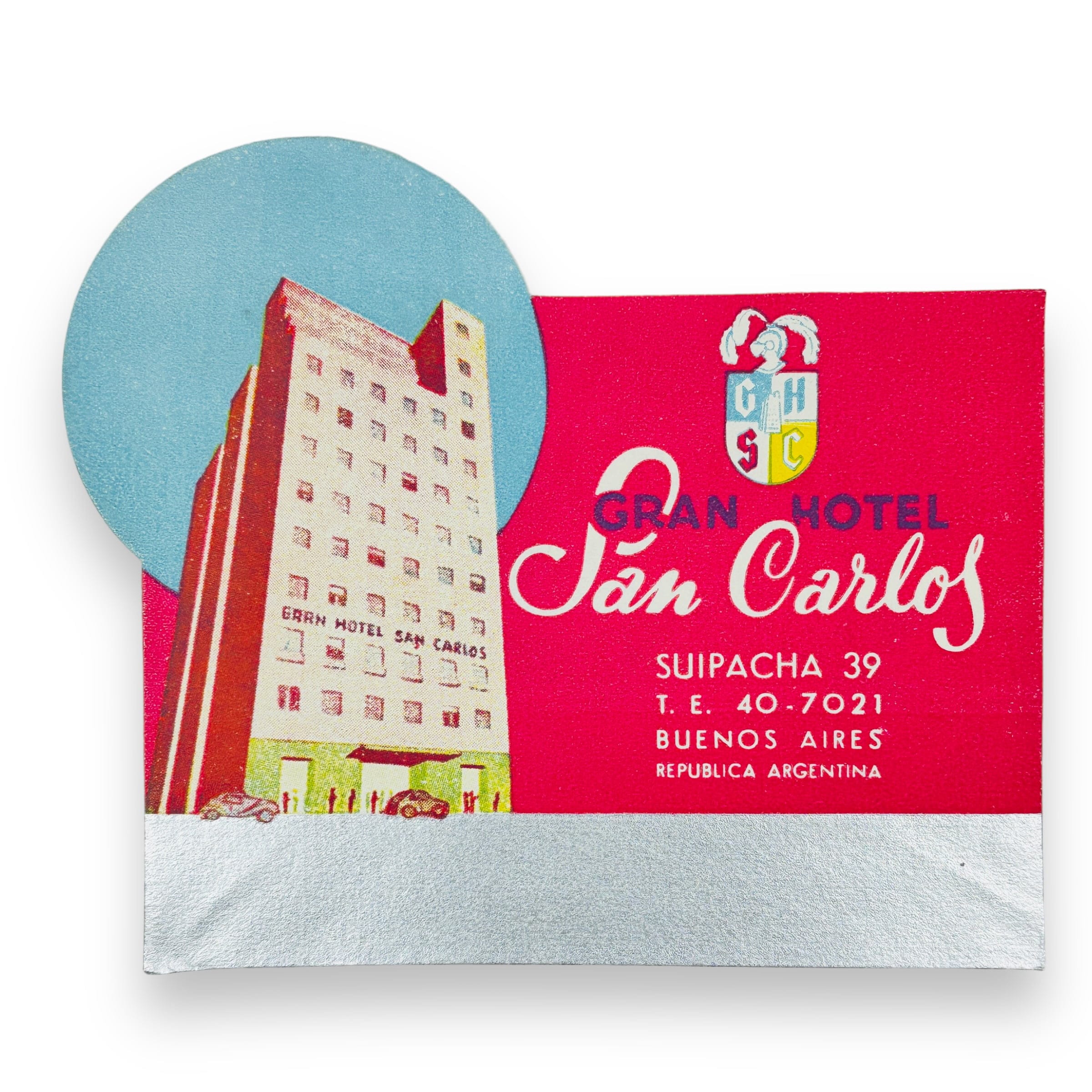 Gran Hotel San Carlos Buenos Aires Argentina Vintage Luggage Art Deco Label