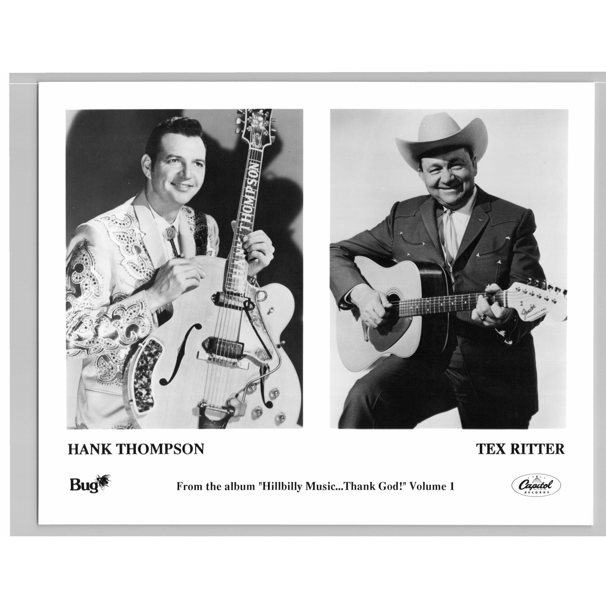 Hank Thompson and Tex Ritter American Country Singers 80s-90s Music Press Photo