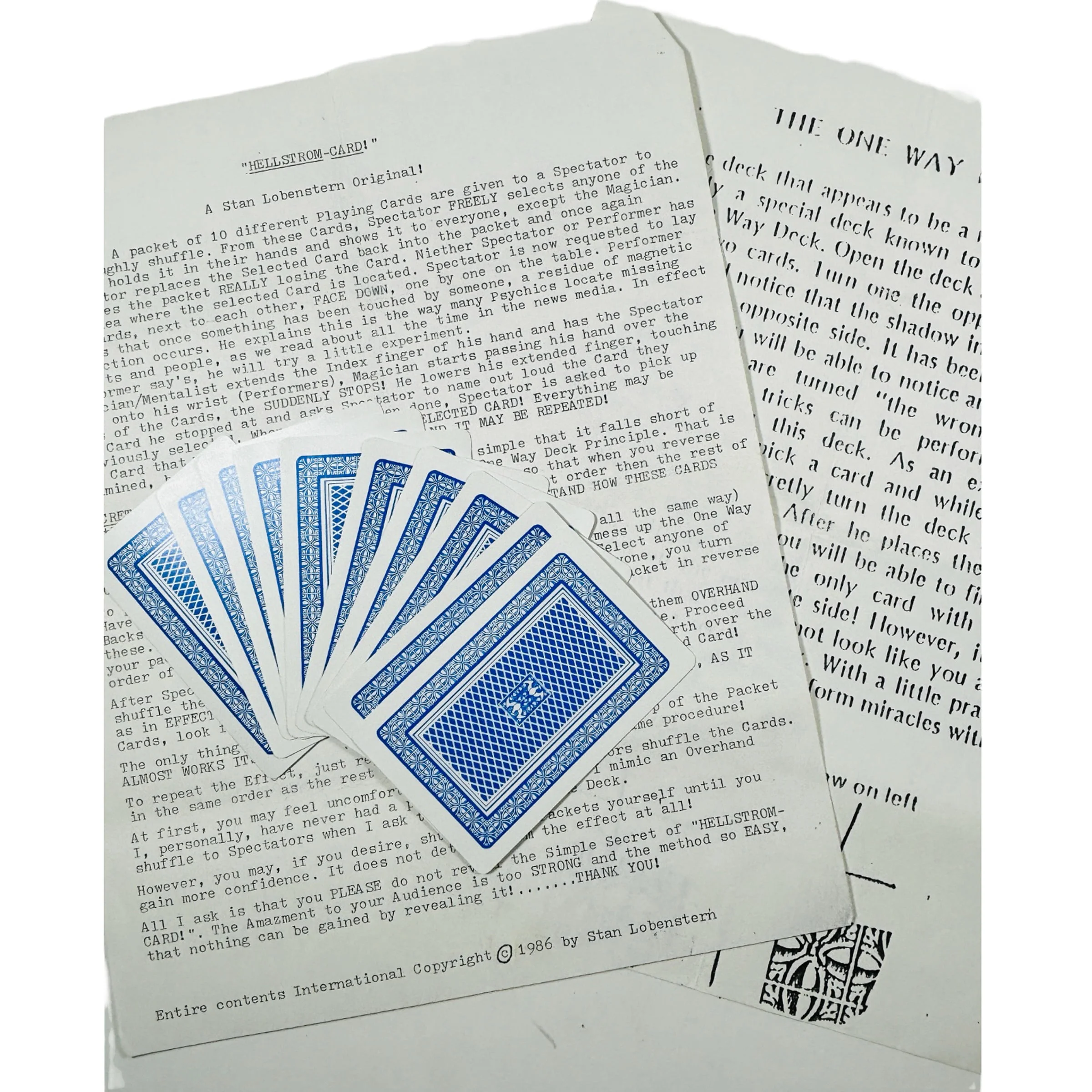 1986 Improved Helstrom Card by Stan Lobenstern Mentalism Mind Reading Effect