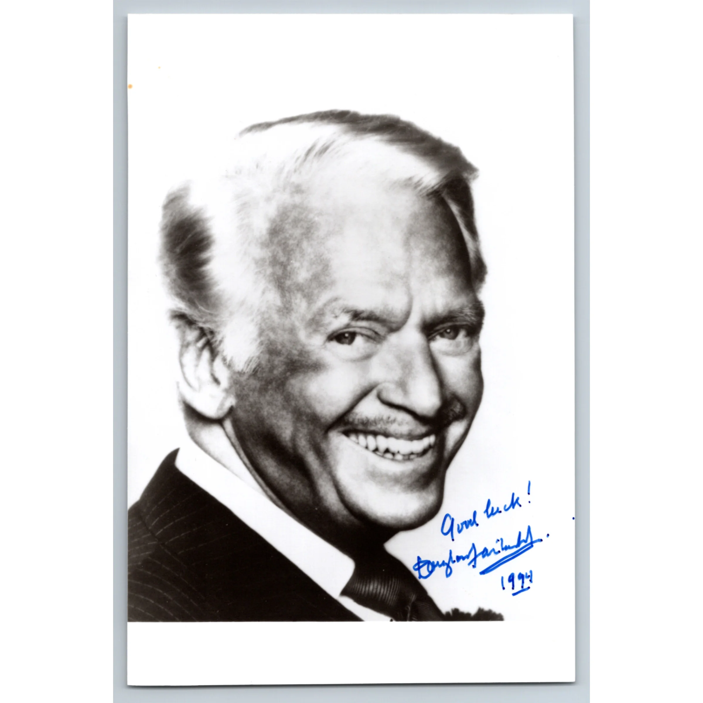1994 Douglas Fairbanks Jr. Autographed Photo Actor Producer Naval Officer Awards