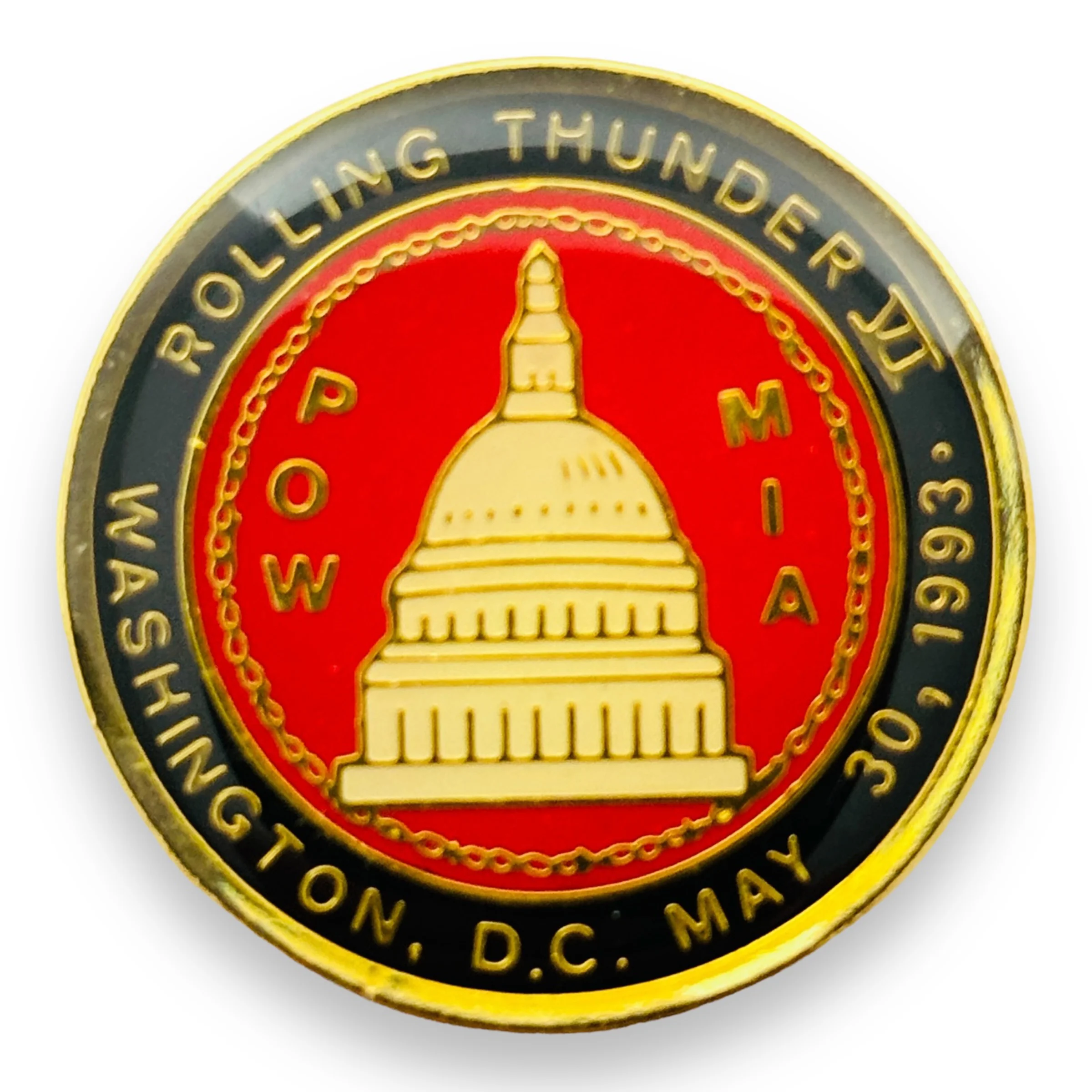 Rolling Thunder VI POW/MIA Biker Rally Washington DC May 30 1993 Vest Hat Pin