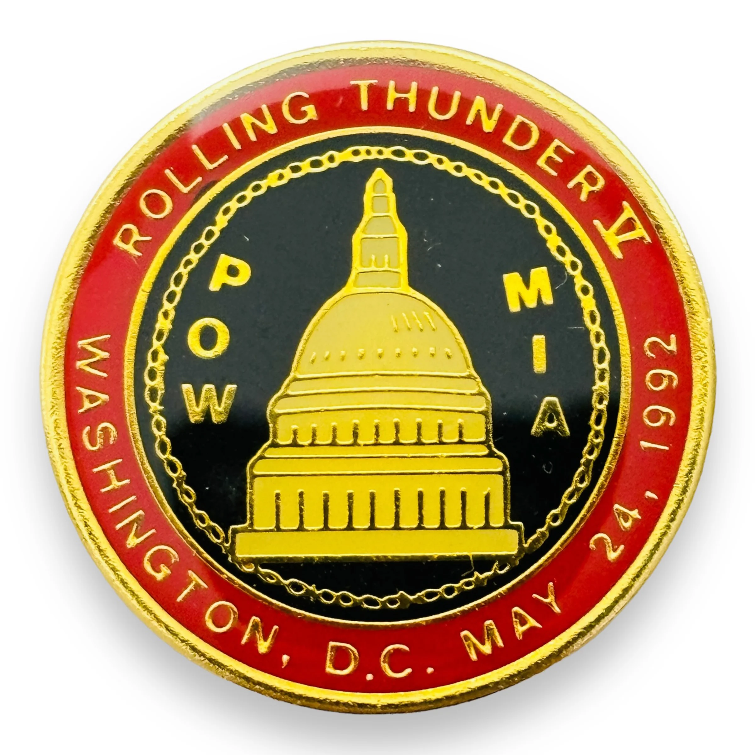 Rolling Thunder V POW/MIA Biker Rally Washington DC May 24 1992 Vest Hat Pin