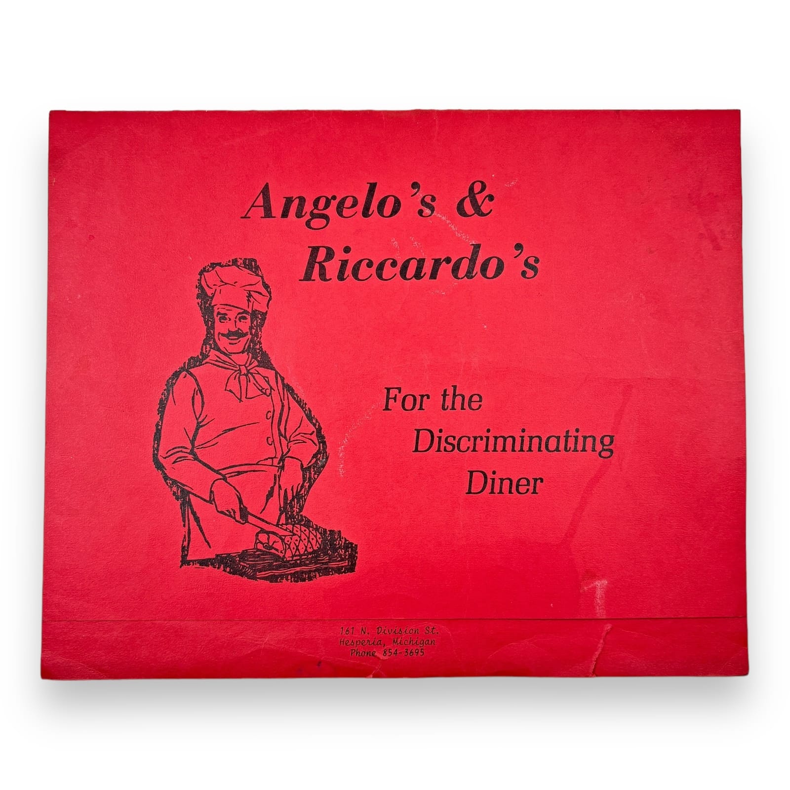 1970s Angelo's and Riccardo's Italian Restaurant Dinner Menu Hesperia Michigan