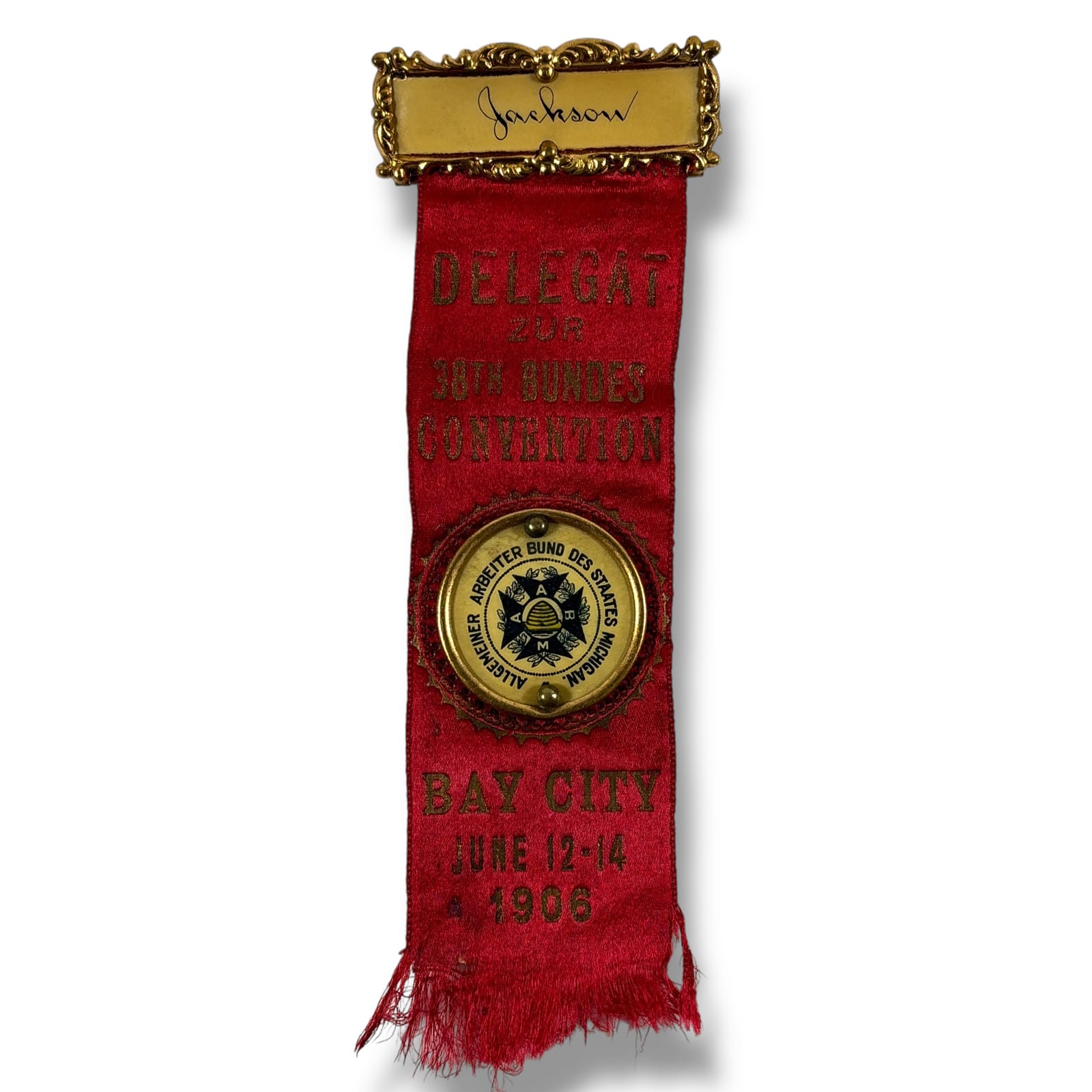 1906 German-American General Workers' Union Bay City Michigan Convention Badge