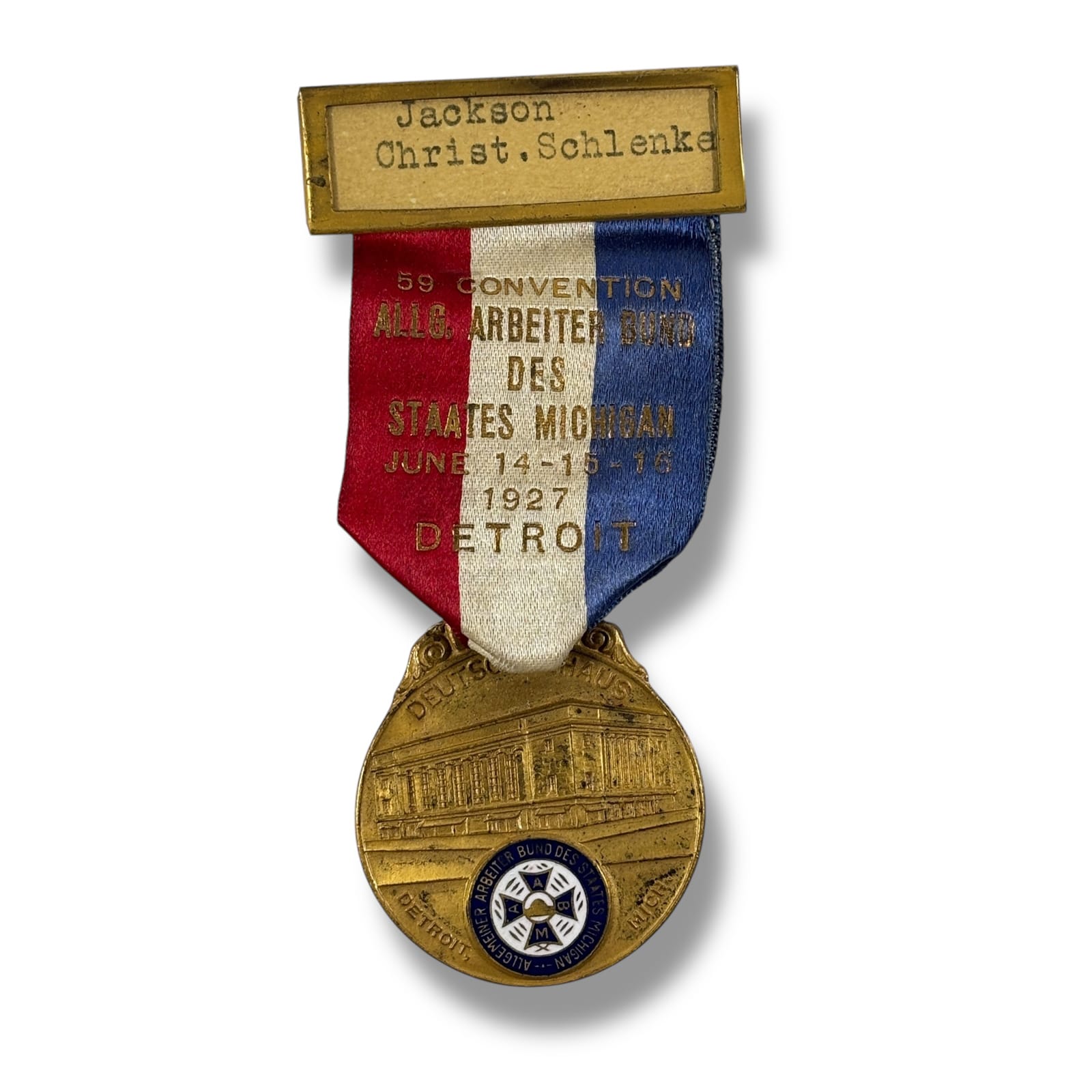 1927 German-American General Workers' Union Detroit Michigan Convention Badge