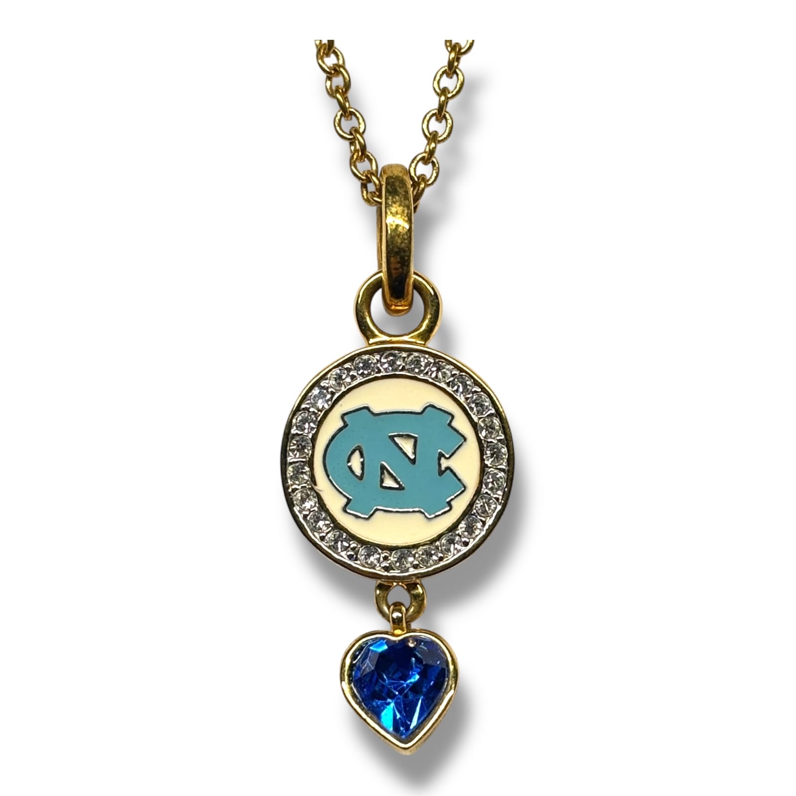Danbury Mint North Carolina Tar Heels Gold-Plated Rhinestone Pendant Necklace