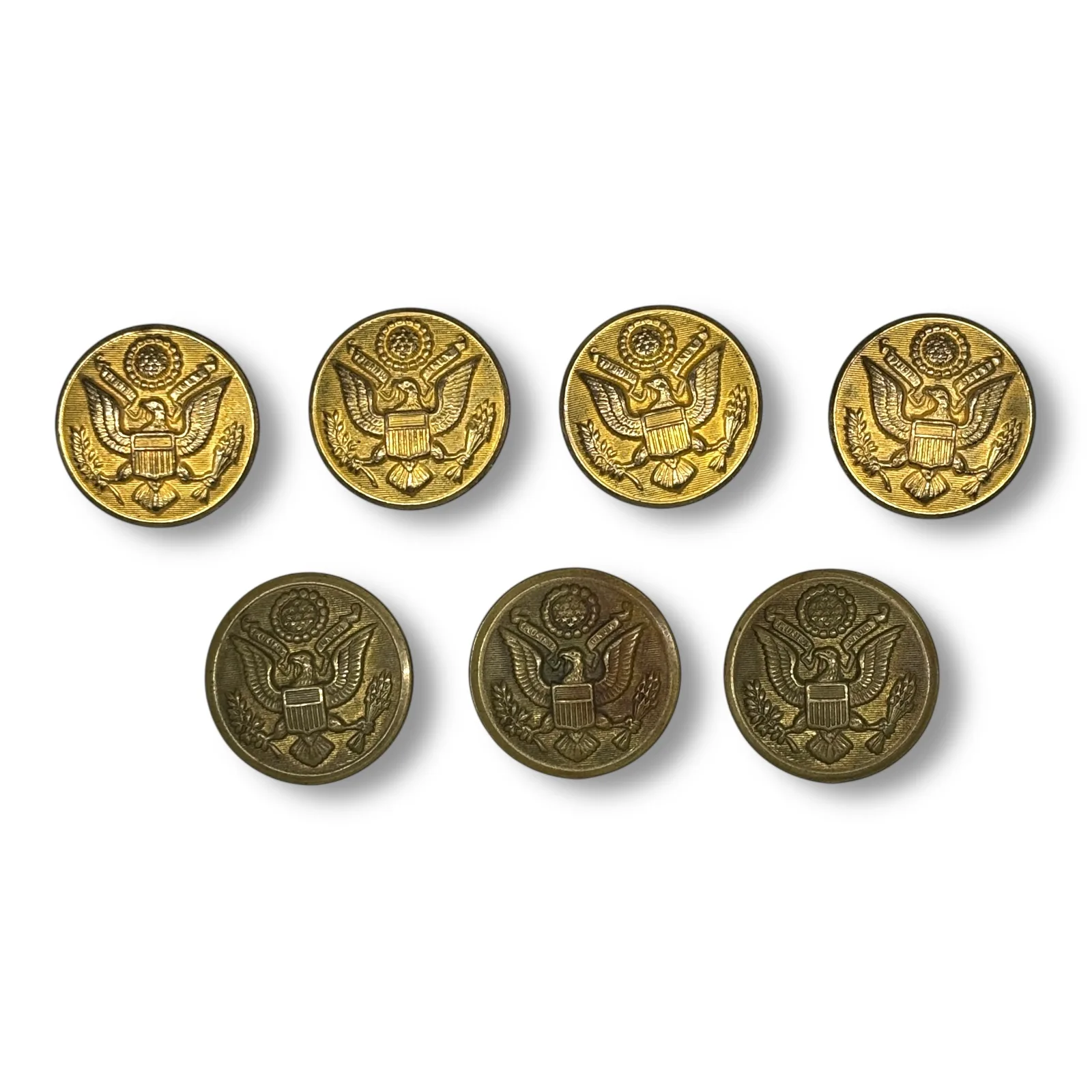 Vintage US Army Brass Buttons 23mm Great Seal Scovill Waterbury WWII Lot of 7