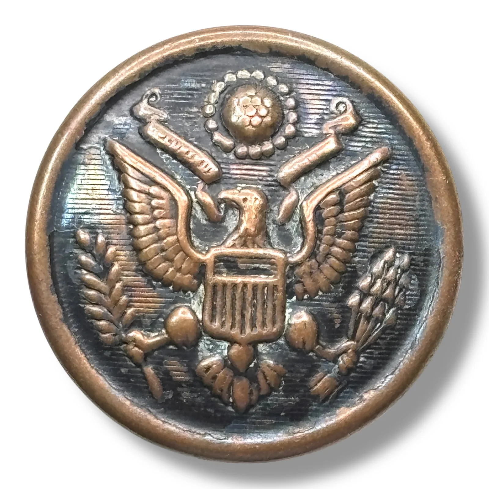 WWI US Army Great Seal Coat Button 29mm Brass Art Metal Works Newark NJ Military