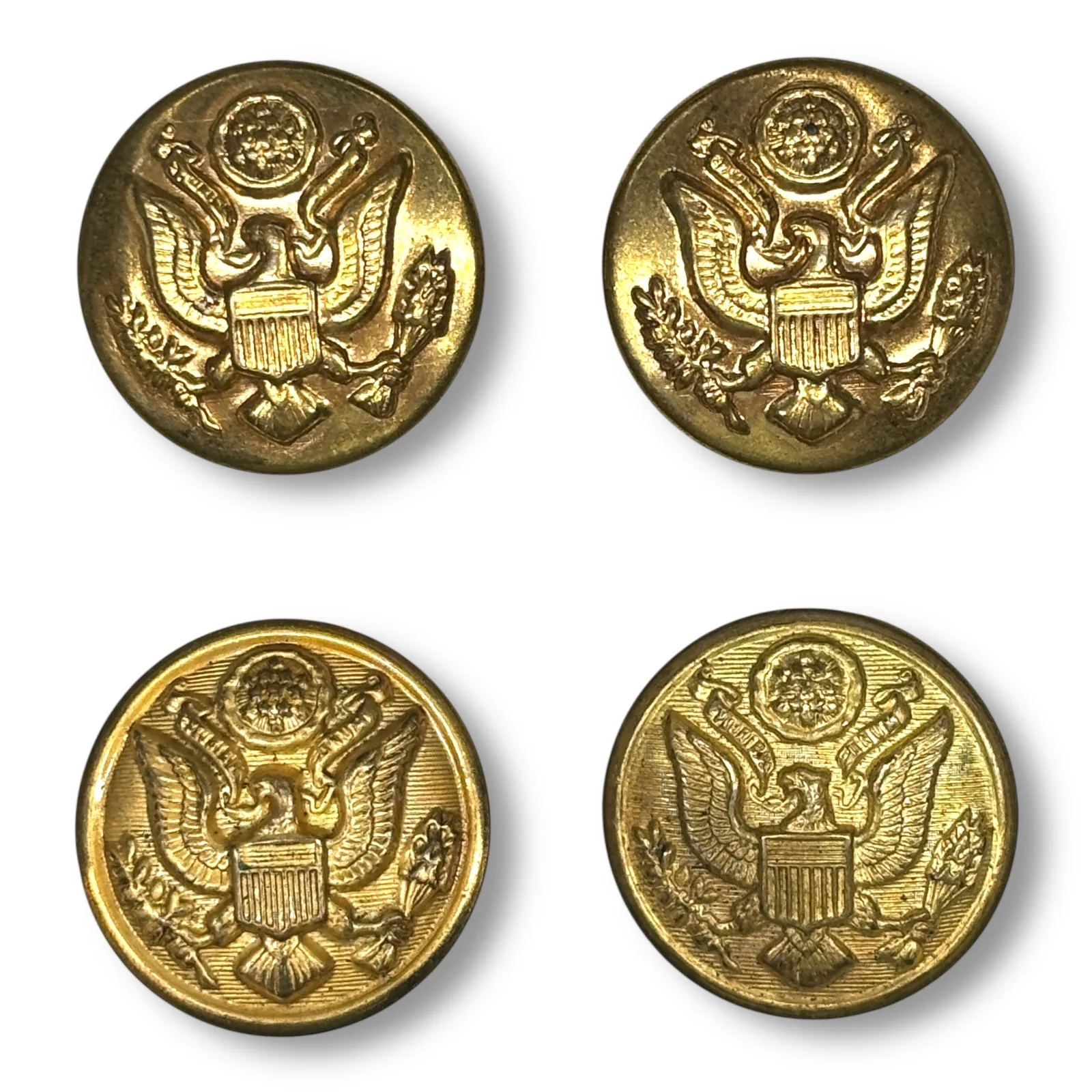 Mid-Century US Army Uniform Buttons Handy Button Co Brass 23mm Military Lot of 4