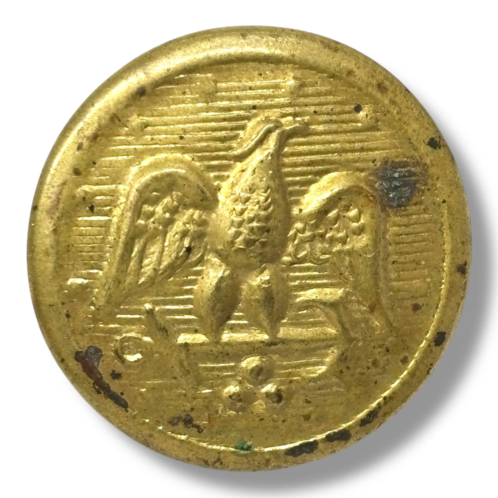 Antique 2-Piece Eagle Button 1840s-50s 23mm Brass Wire Shank US Militia Uniform