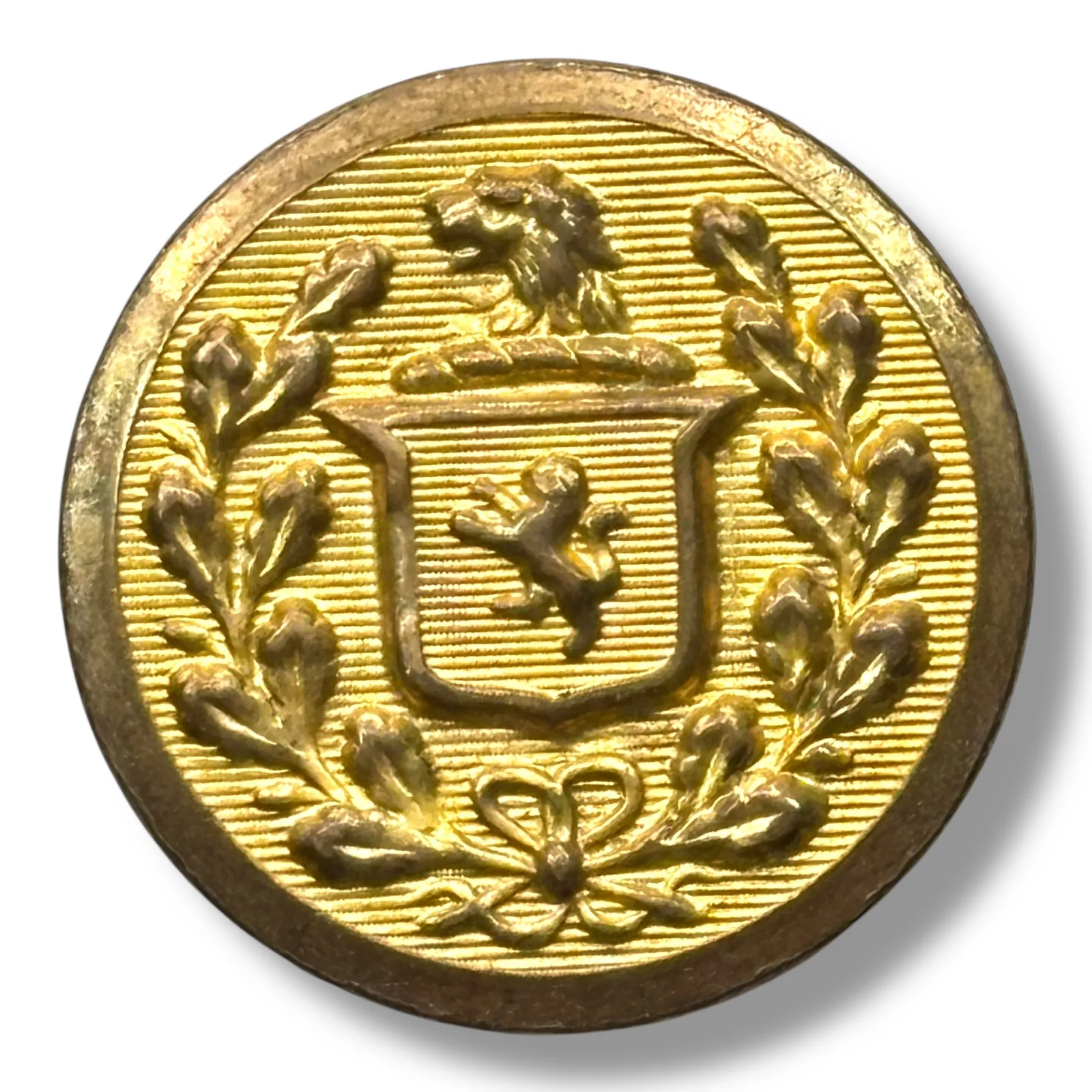 Vintage Marcus Ruben Blazer Button Heraldic Lion Crest Gold Brass Chicago 20mm