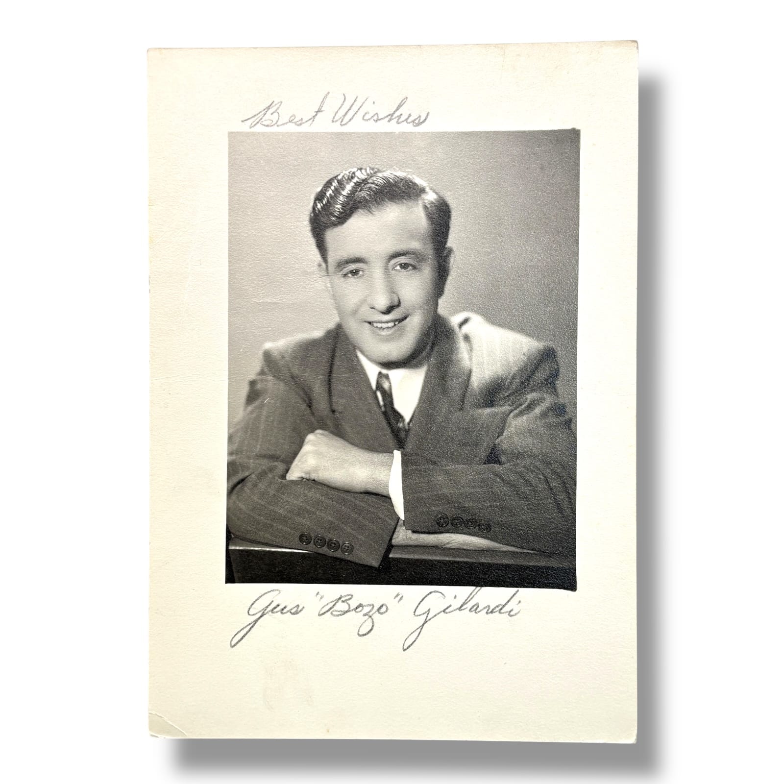 Vintage 1940s Gus "Bozo" Gilardi Signed Photo Chicago Comedian 7x5 B&W Portrait