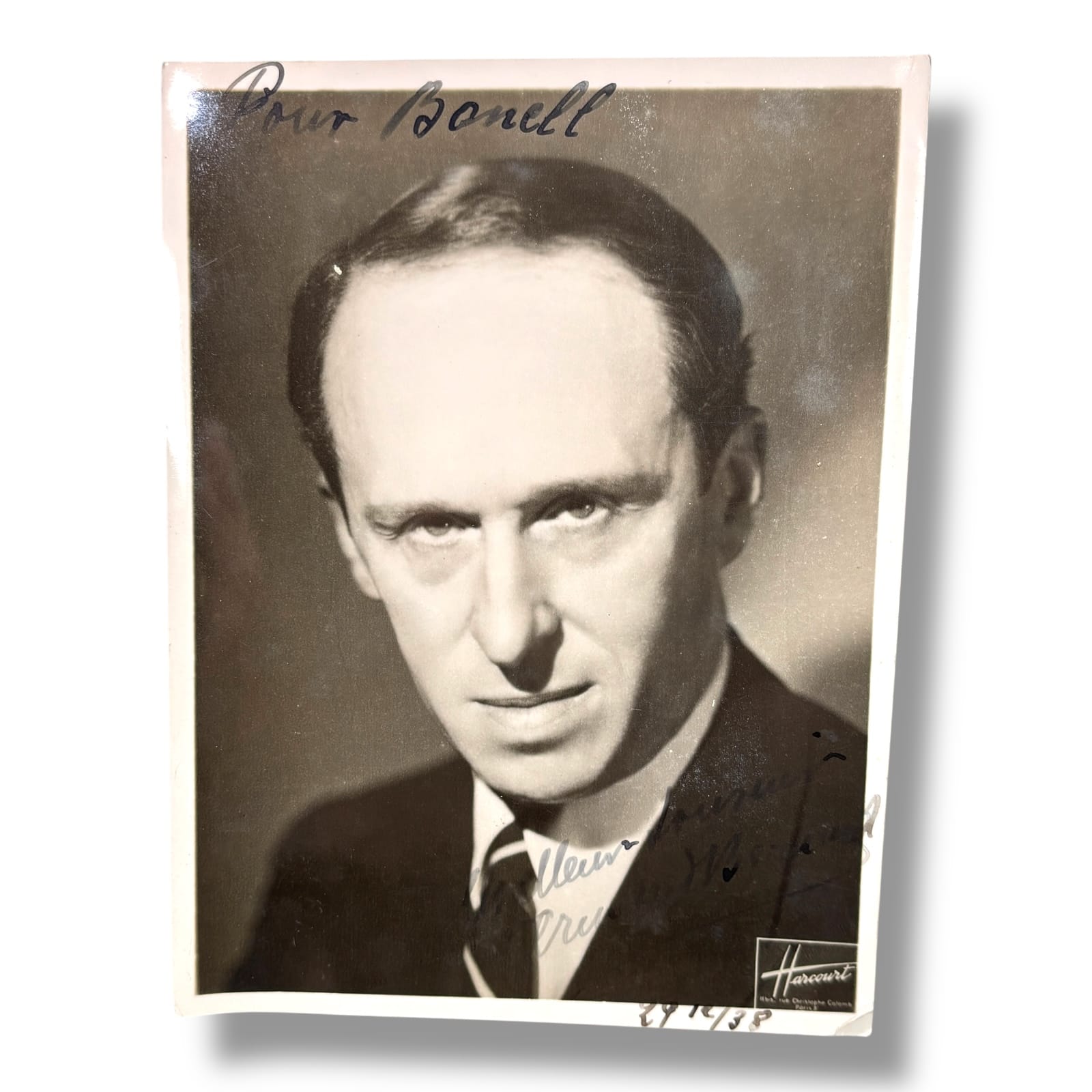 Claude Vermorel Signed 1938 Photo to Joe Bonell Studio Harcourt Paris French