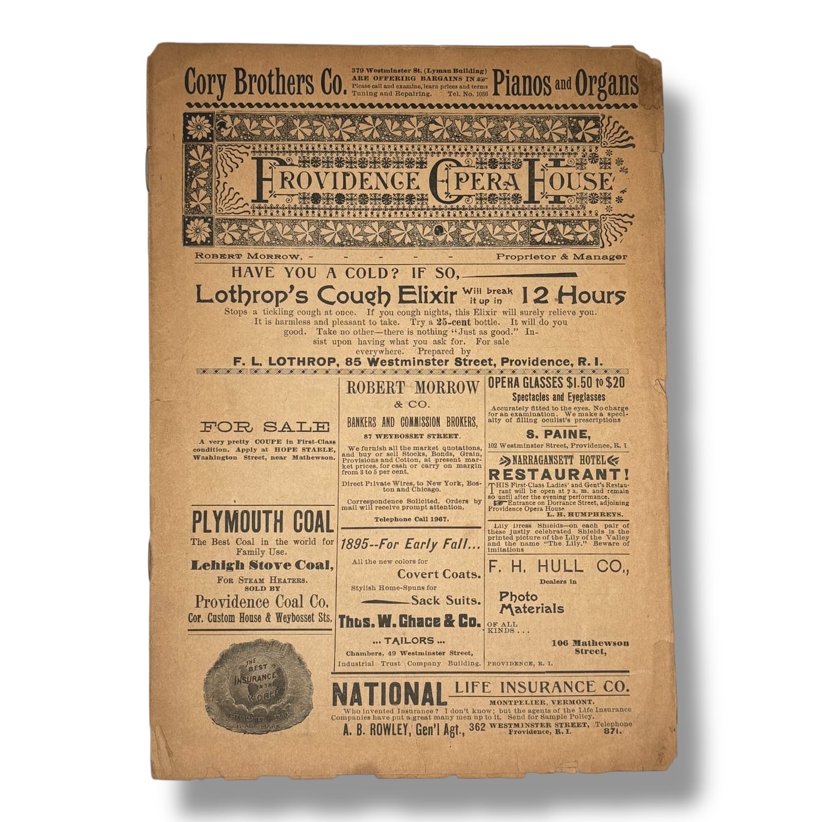 1895 Providence Opera House Program Charles Frohman Empire Theatre Masqueraders