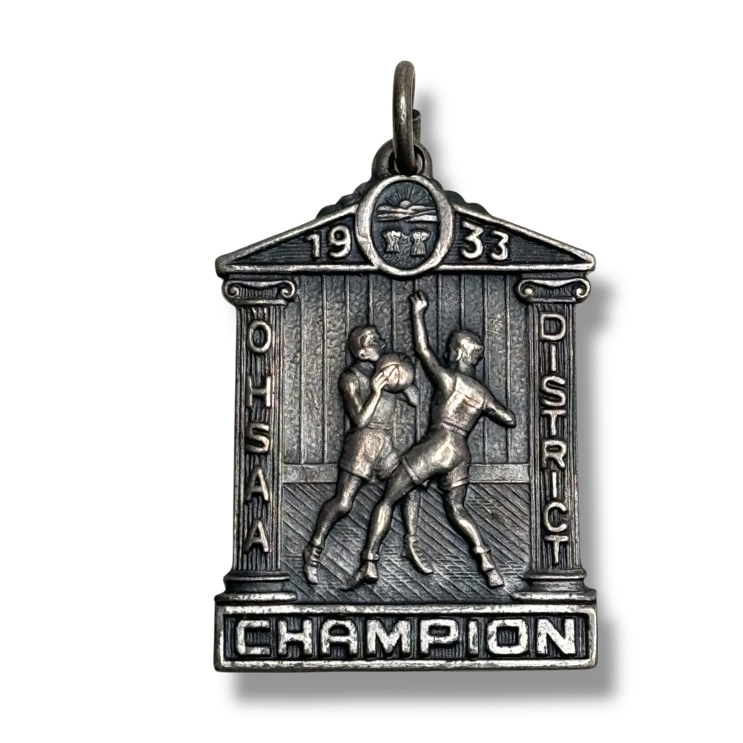 1933 OHSAA Sterling Silver Basketball District Champion Medal Miller Jewelry