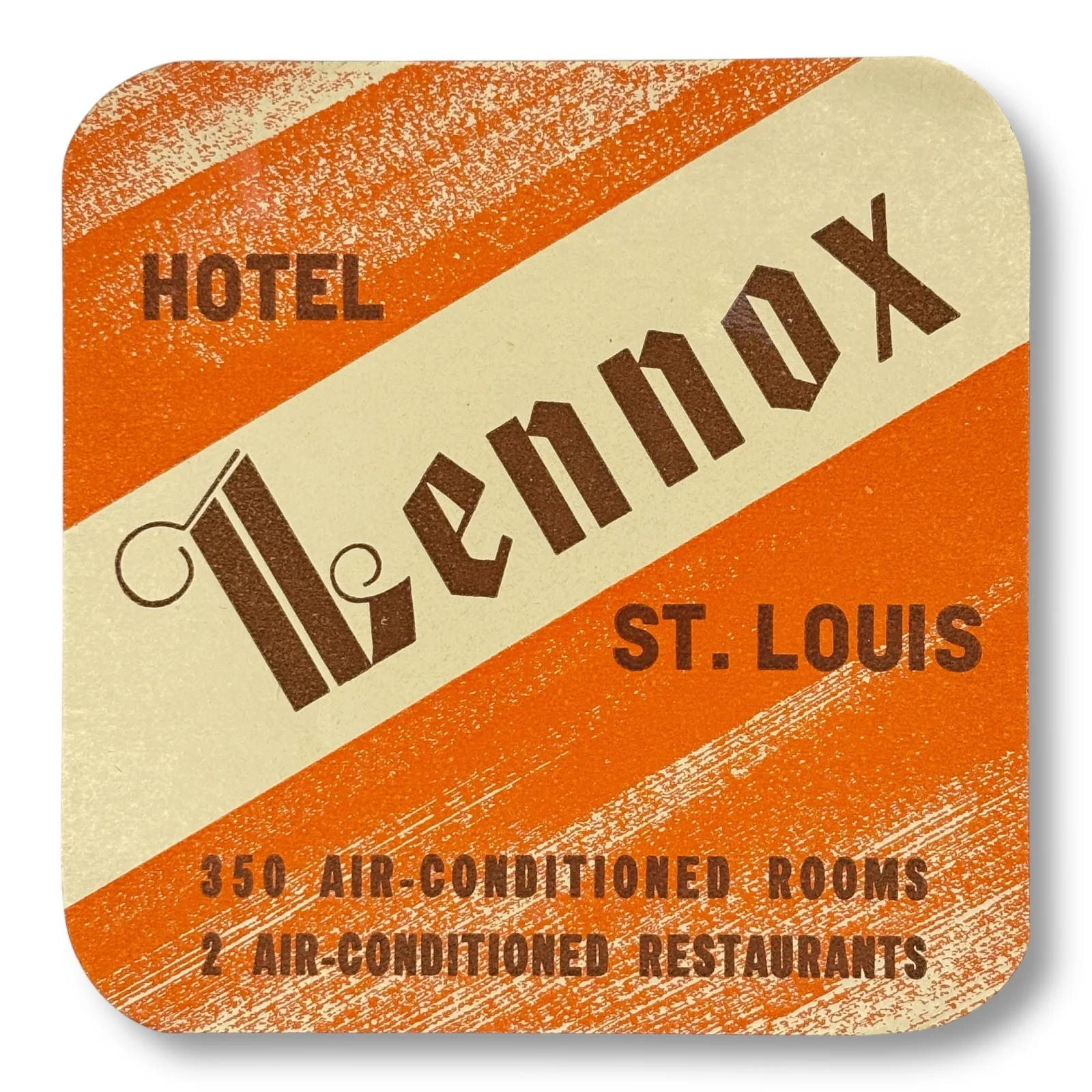 c1940s Hotel Lennox St Louis Missouri Vintage Luggage Label Travel Sticker Deco