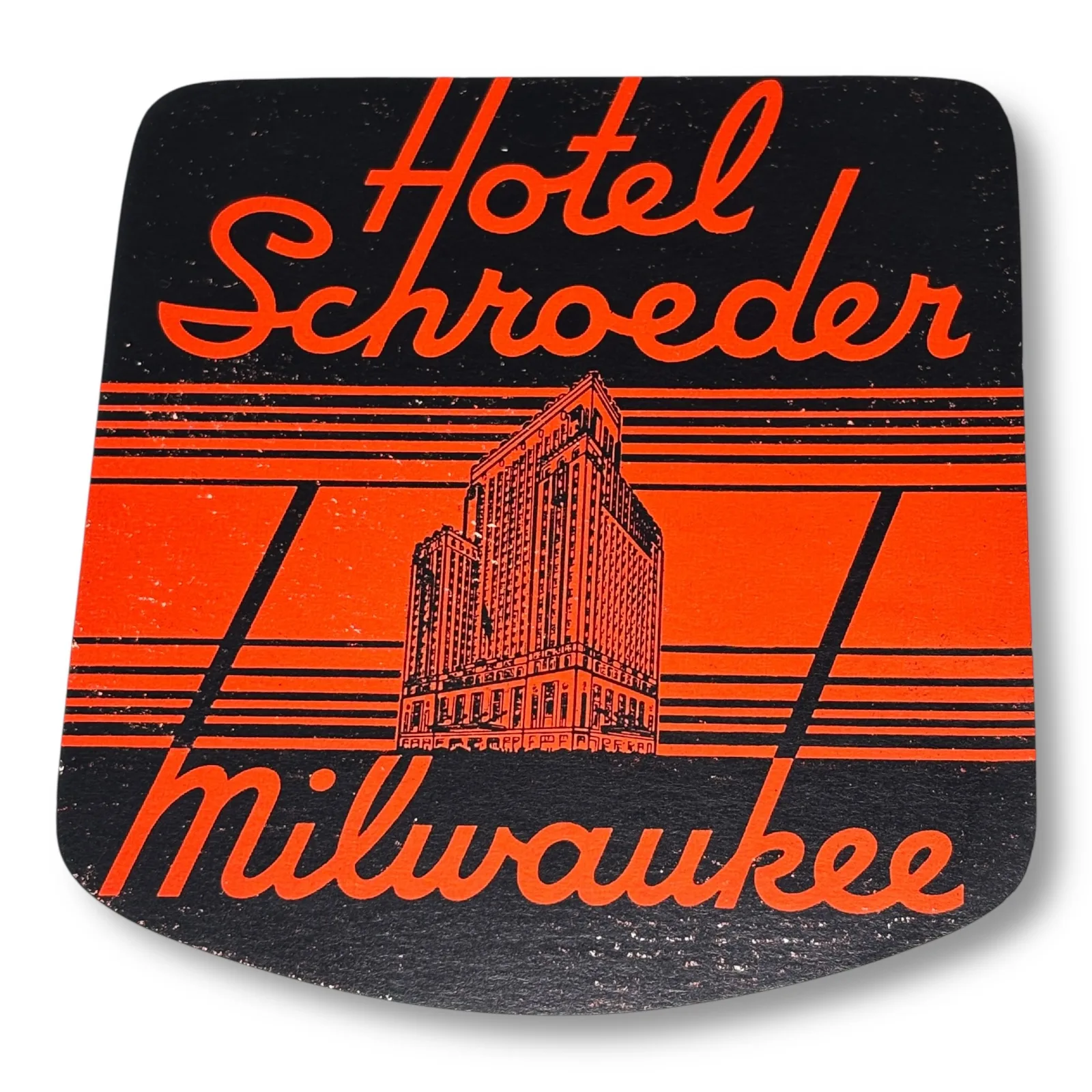 c.1930s Hotel Schroeder Milwaukee Wisconsin Luggage Label Travel Decal Sticker