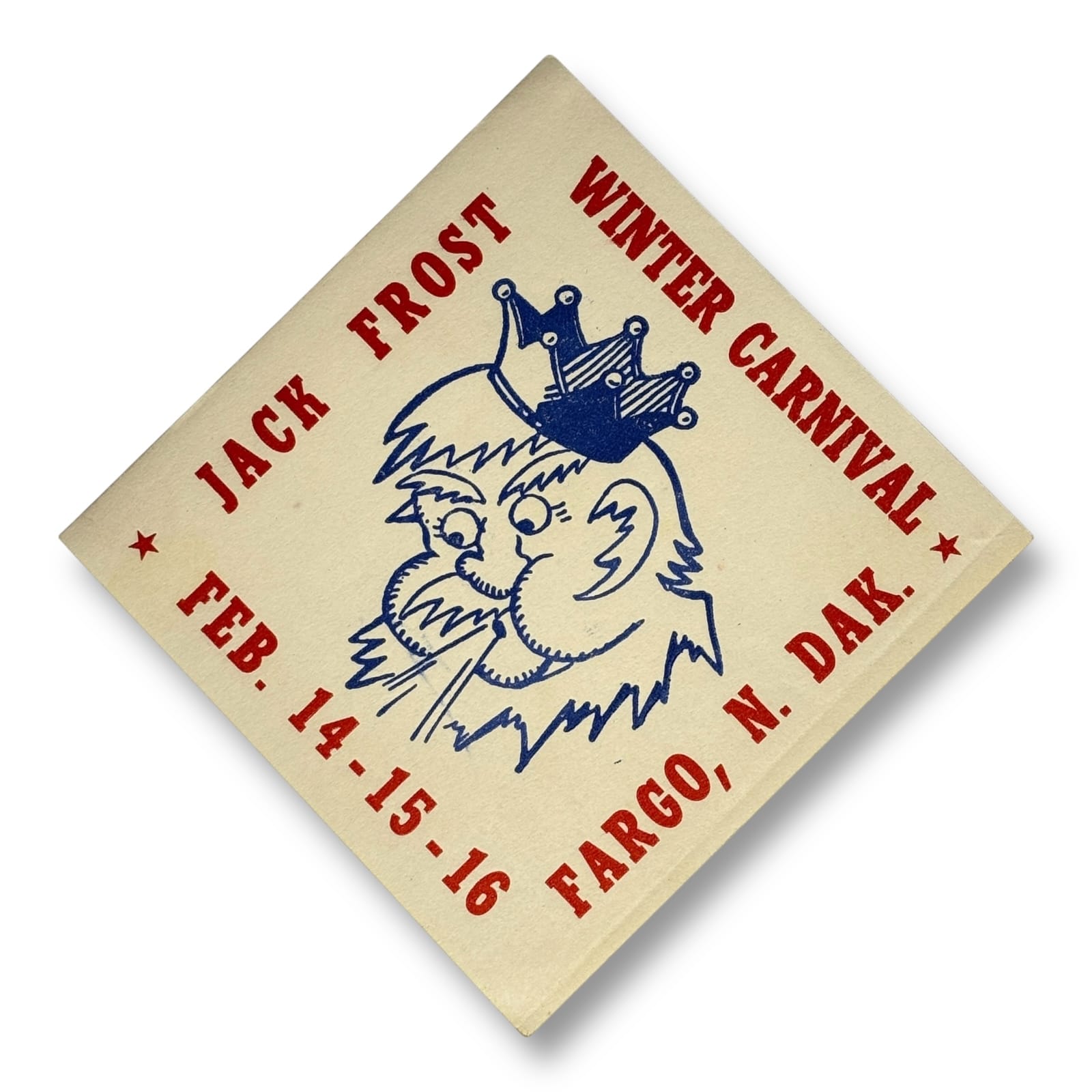 c.1950s Jack Frost Winter Carnival Label Fargo North Dakota Festival Ephemera