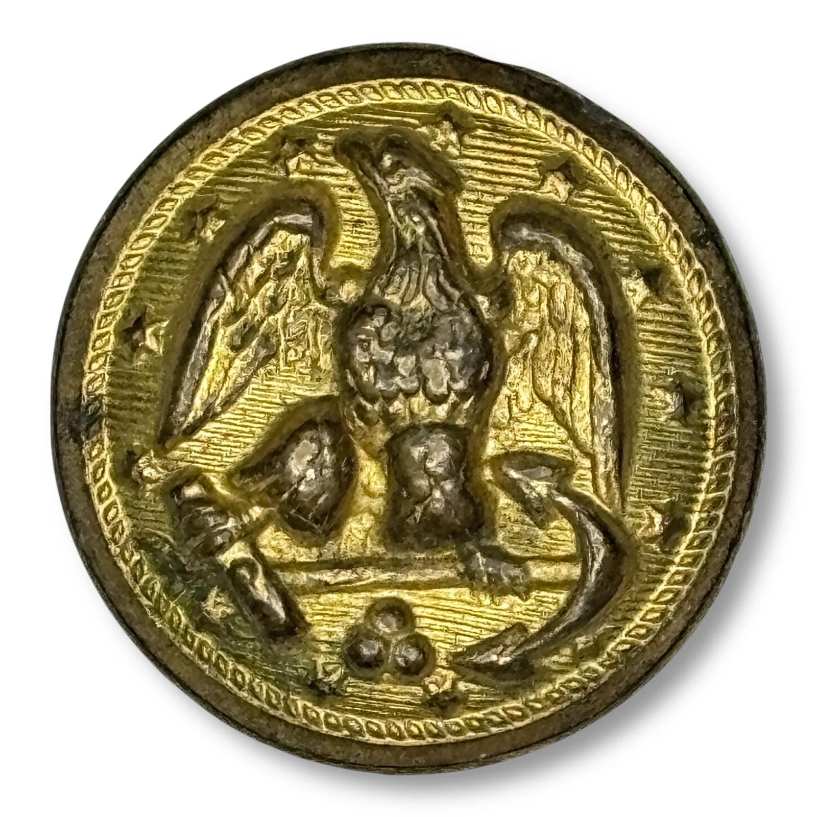 Civil War Era US Navy Officer Button Waterbury Button Co 24mm Gilt Brass c.1860s