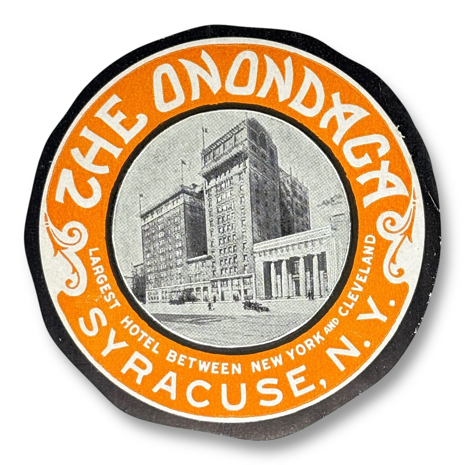 c1920s Onondaga Hotel Syracuse NY Luggage Label Largest Hotel New York Cleveland
