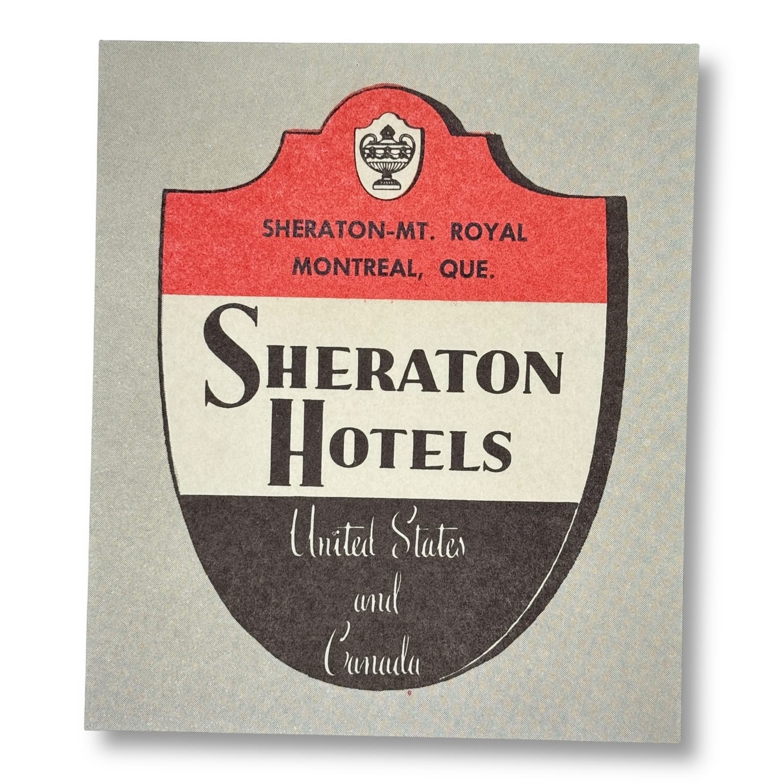c.1950s Sheraton Mt Royal Hotel Montreal Canada Luggage Label Travel Sticker
