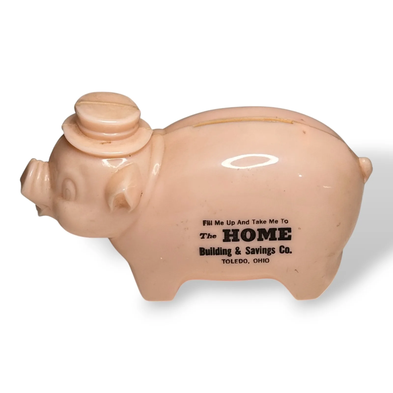 c.1950s Home Building Savings Co Toledo OH Plastic Piggy Bank Advertising Promo