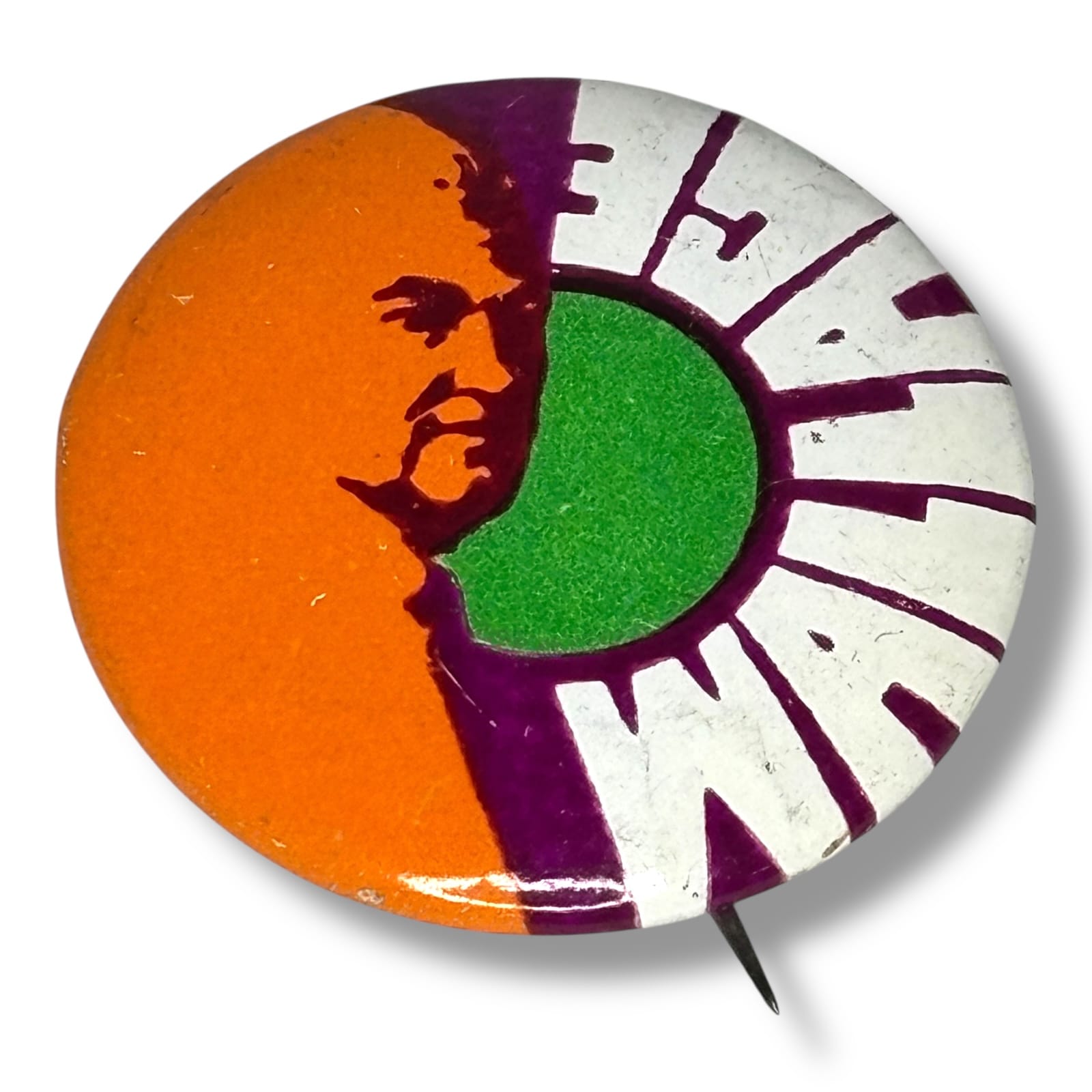 1972 George Wallace Pop Art Campaign Button Orange Purple Green by Trimble Co.