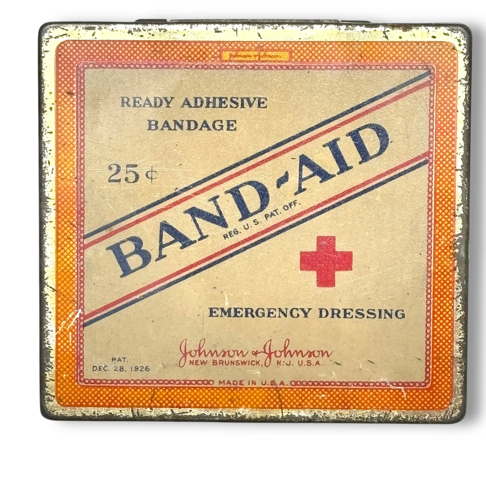 1920s Johnson & Johnson Band-Aid Tin 25¢ Adhesive Bandage Emergency Dressing