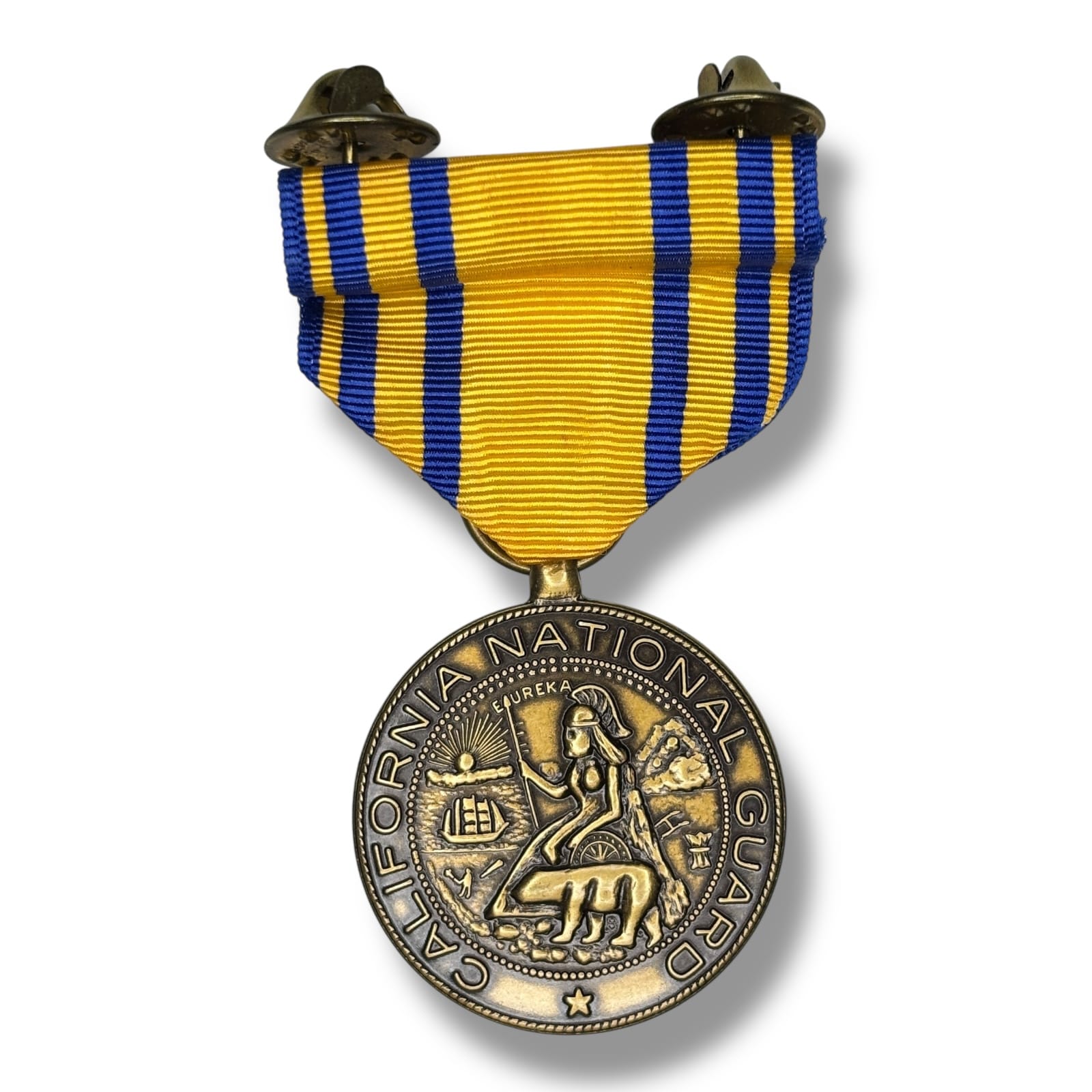 c.1950s California National Guard Good Conduct Service Medal Bronze Clutch Back