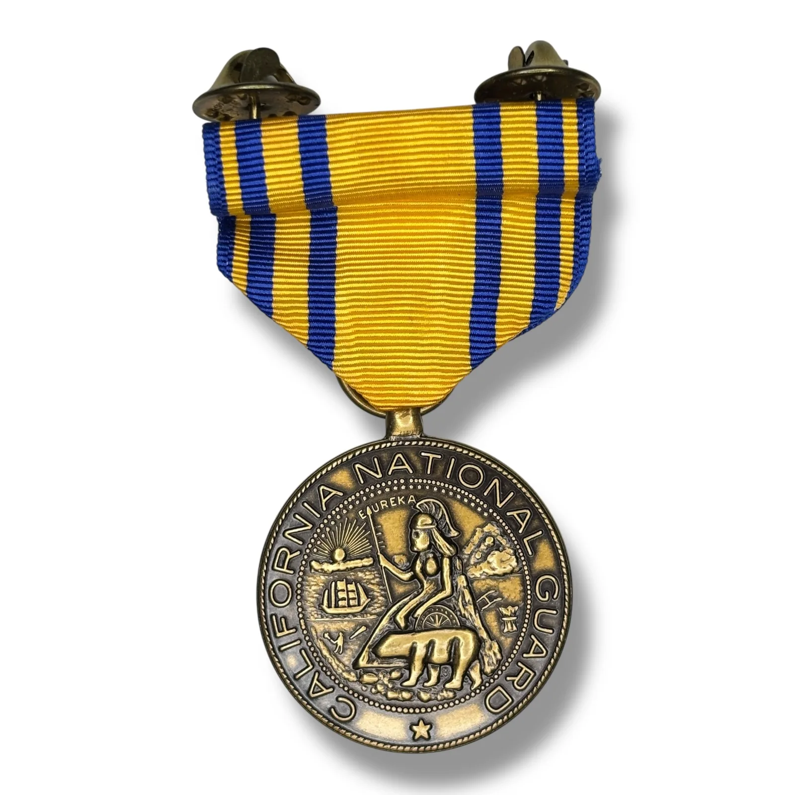 c.1950s California National Guard Good Conduct Service Medal Bronze Clutch Back