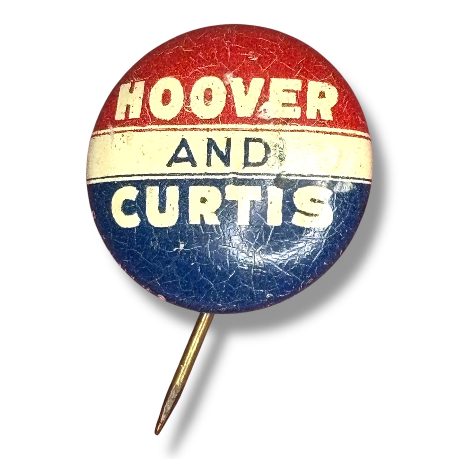 1928 Hoover and Curtis Campaign Pinback Button 5/8" Green Duck Co Chicago GOP