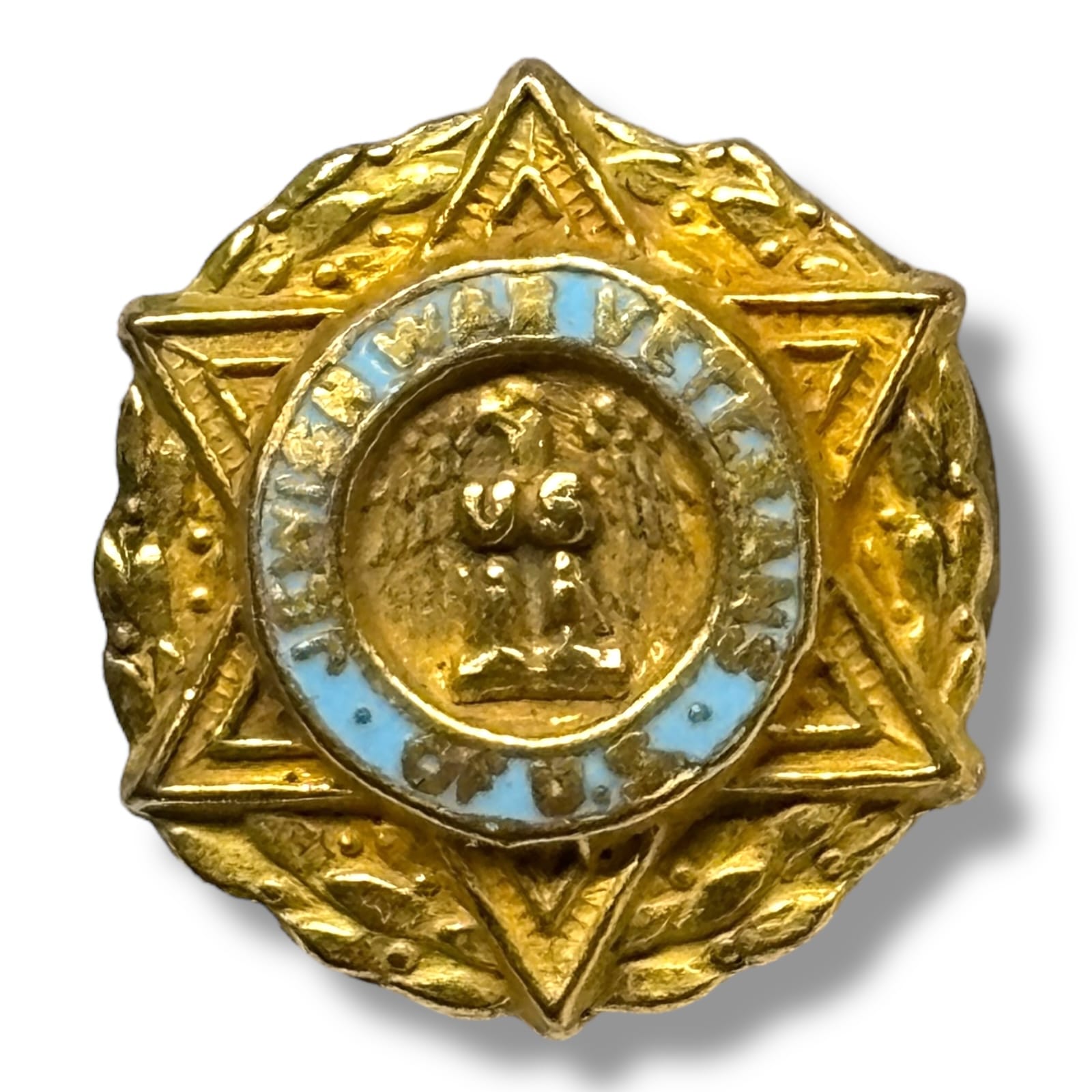 c.1940s Jewish War Veterans of the USA Lapel Pin WWII Era Screw-Back Enamel