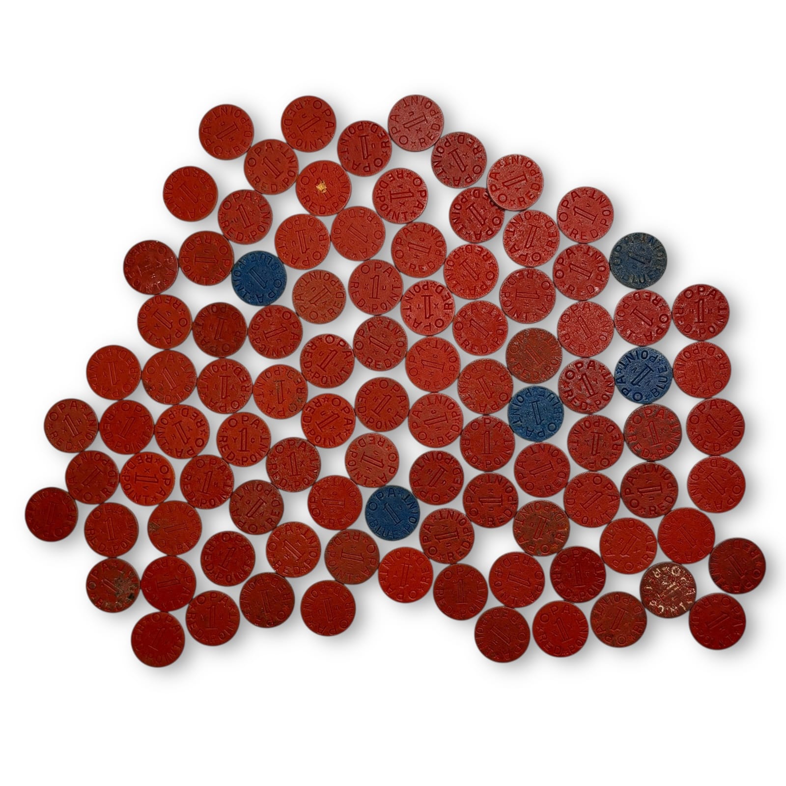 WWII OPA Red Blue Ration Tokens Lot of 97 United States War Points 1944 WWII