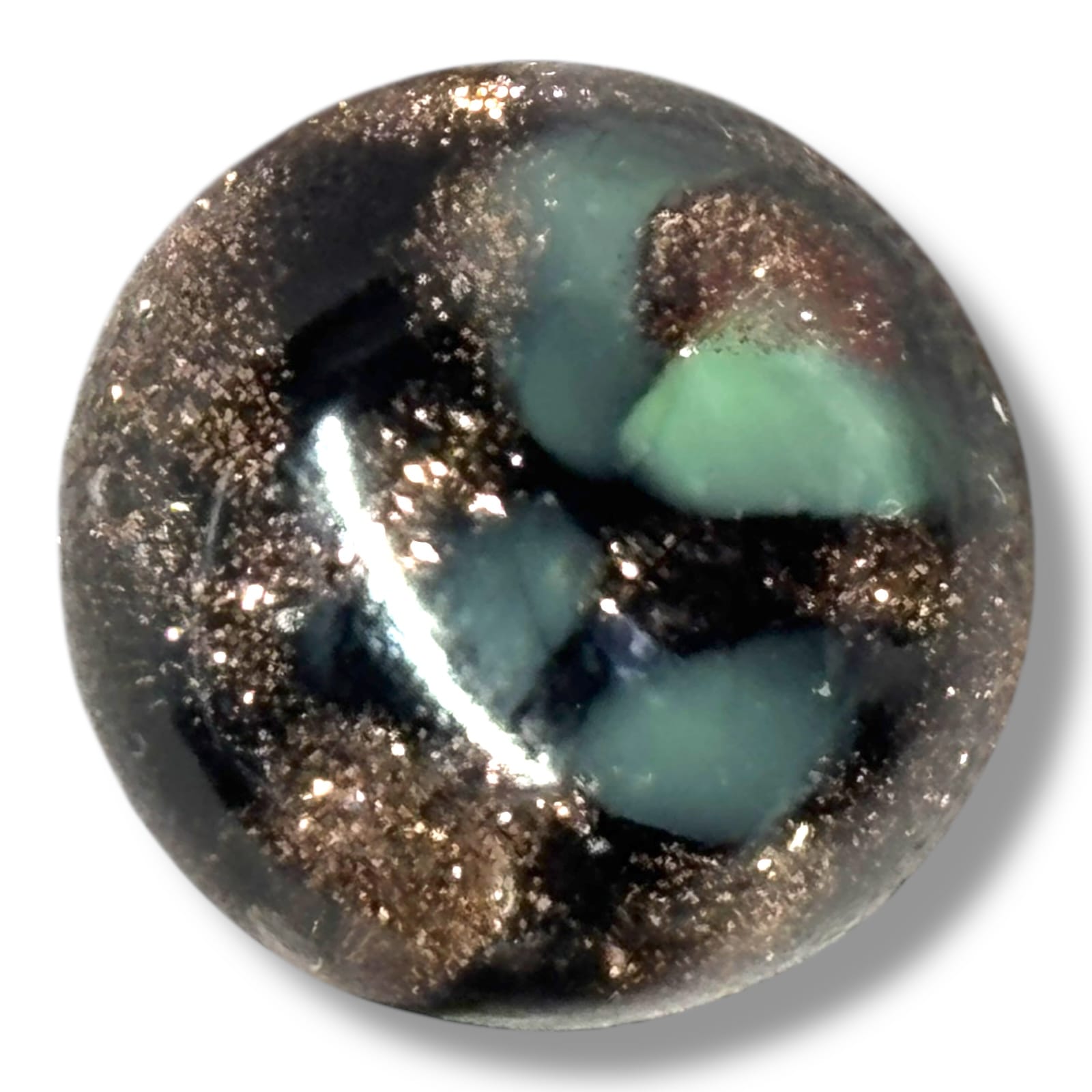 c.1870s Antique Paperweight Glass Buttons 11mm Goldstone Metal Shank Set of 4