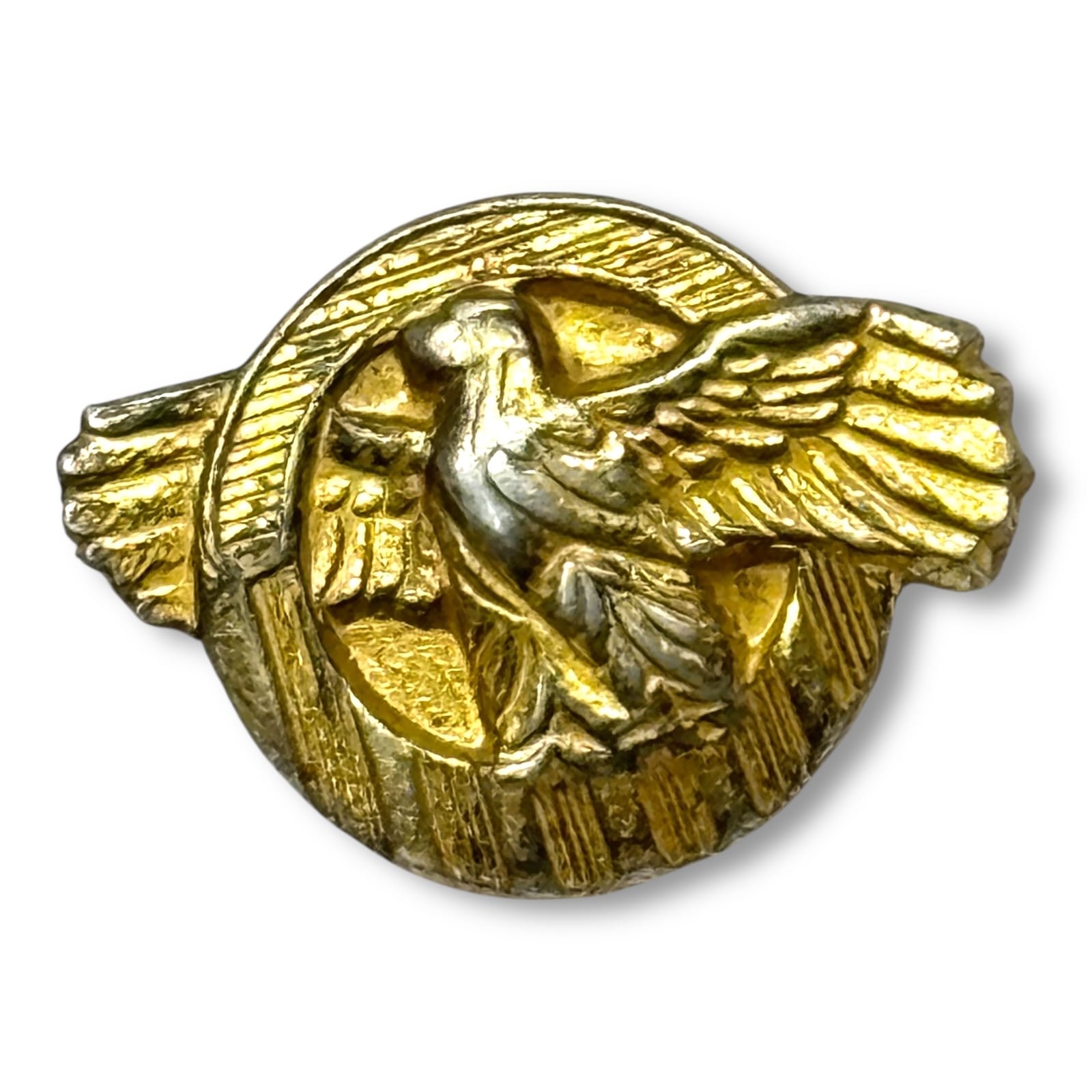 c.1945 WWII Honorable Service Lapel Button Ruptured Duck Sterling Screwback Pin