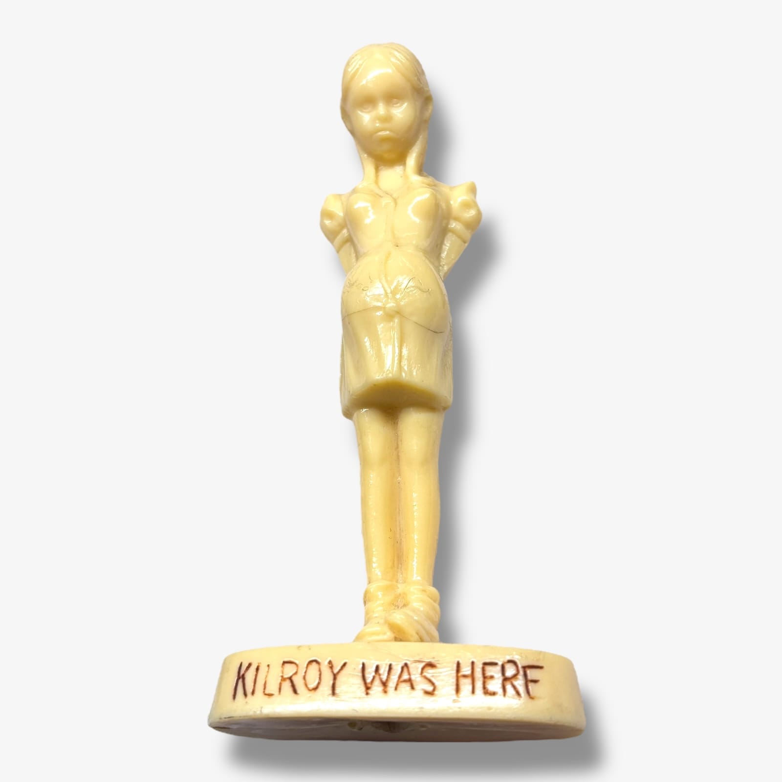 1940s Kilroy Was Here Hartland Novelty Figurine Pregnant Girl Plastic WWII Humor