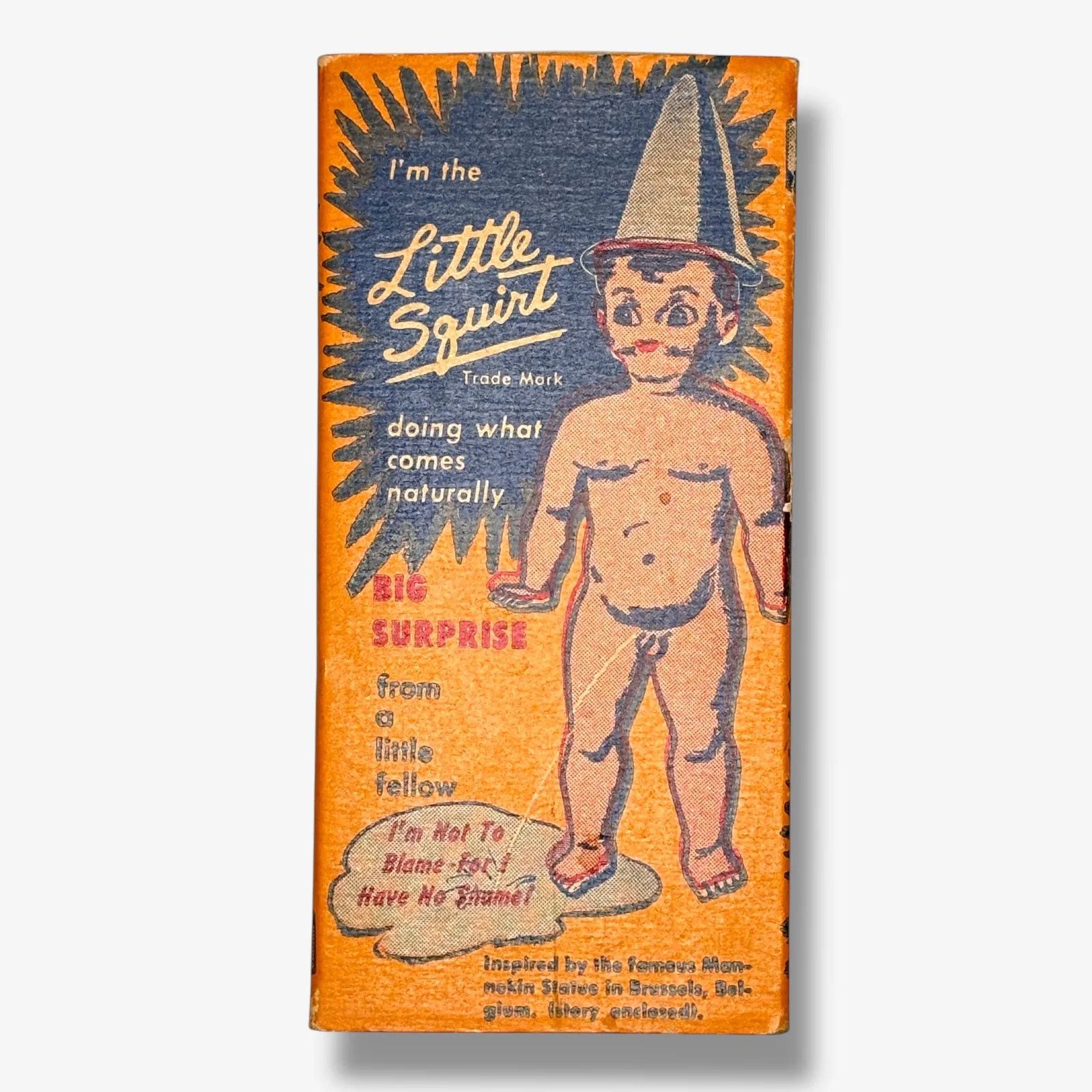1950s Little Squirt Manneken Fountain Peeing Boy Toy w Box Insert Commonwealth