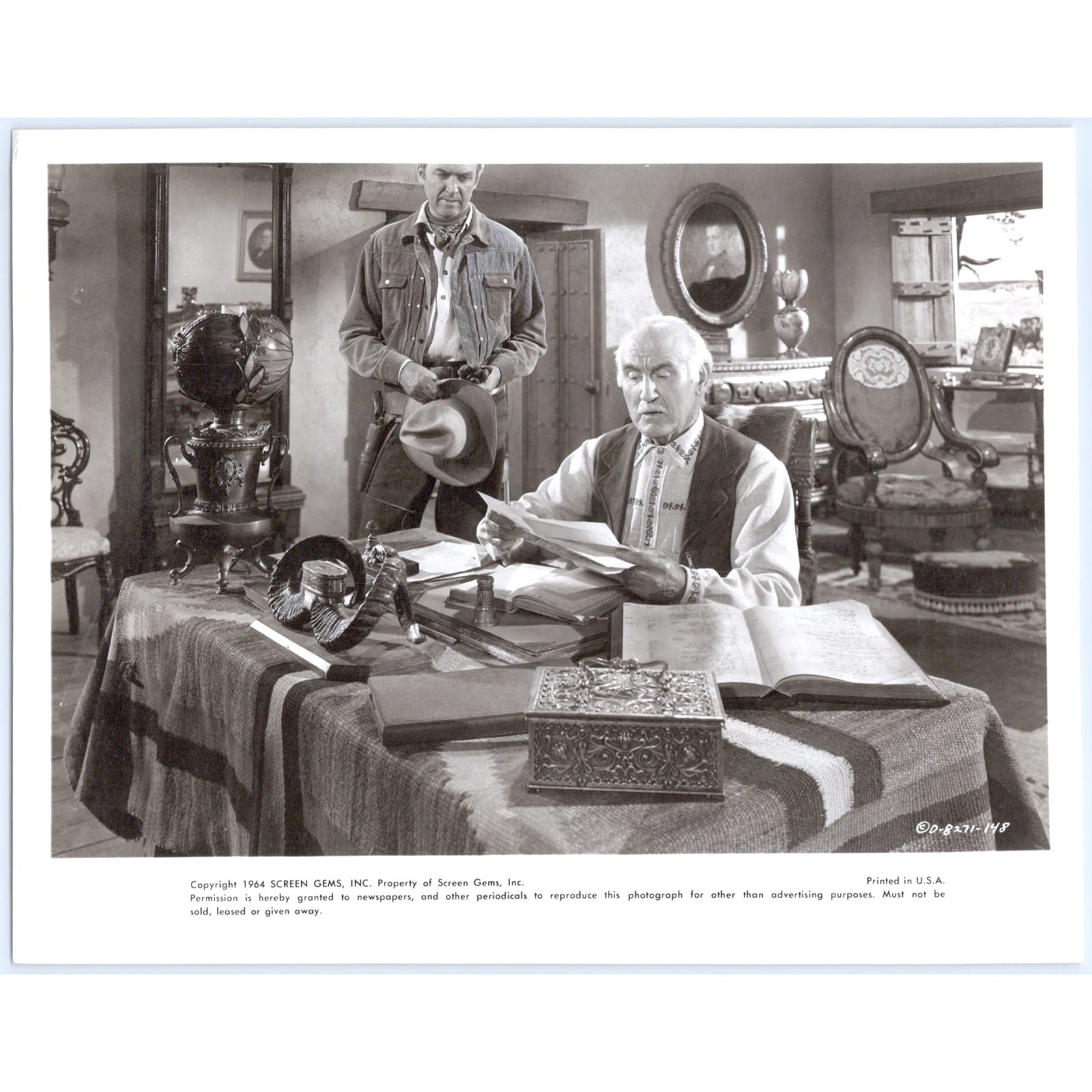 1964 Screen Gems Two Faces West Studio Interior with Desk Scene Publicity Photo