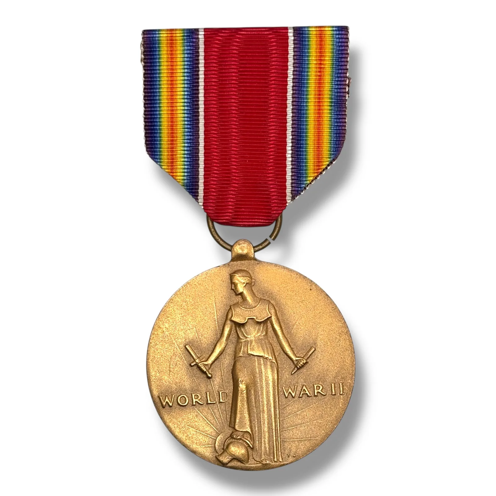 1945 WWII U.S. Victory Medal Bronze Military Service Award with Ribbon Original