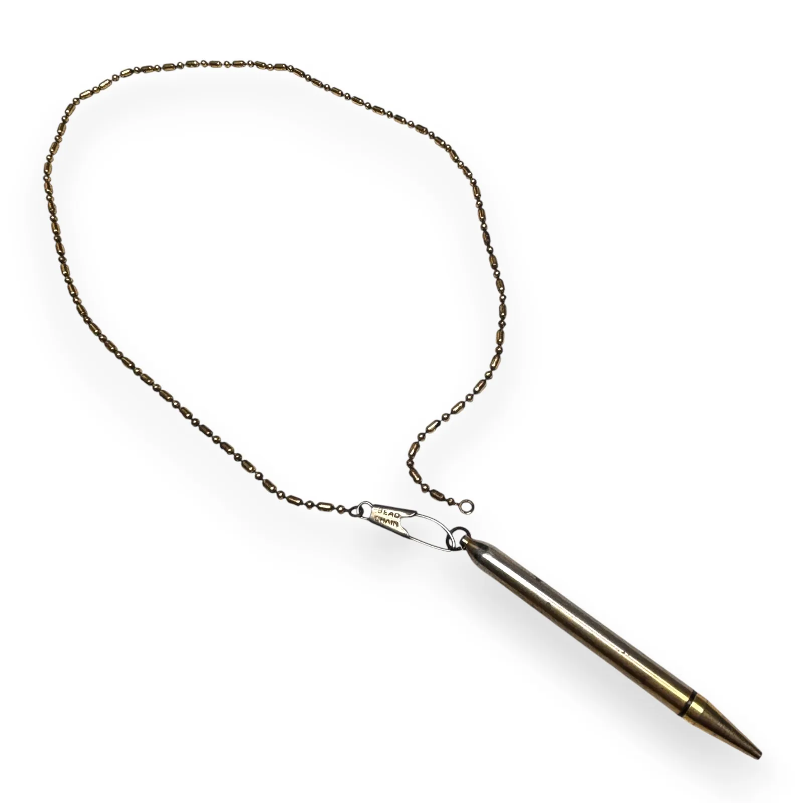 1950s Mid-Century Gold Tone Mechanical Pencil Pendant 18" Bead Chain Necklace