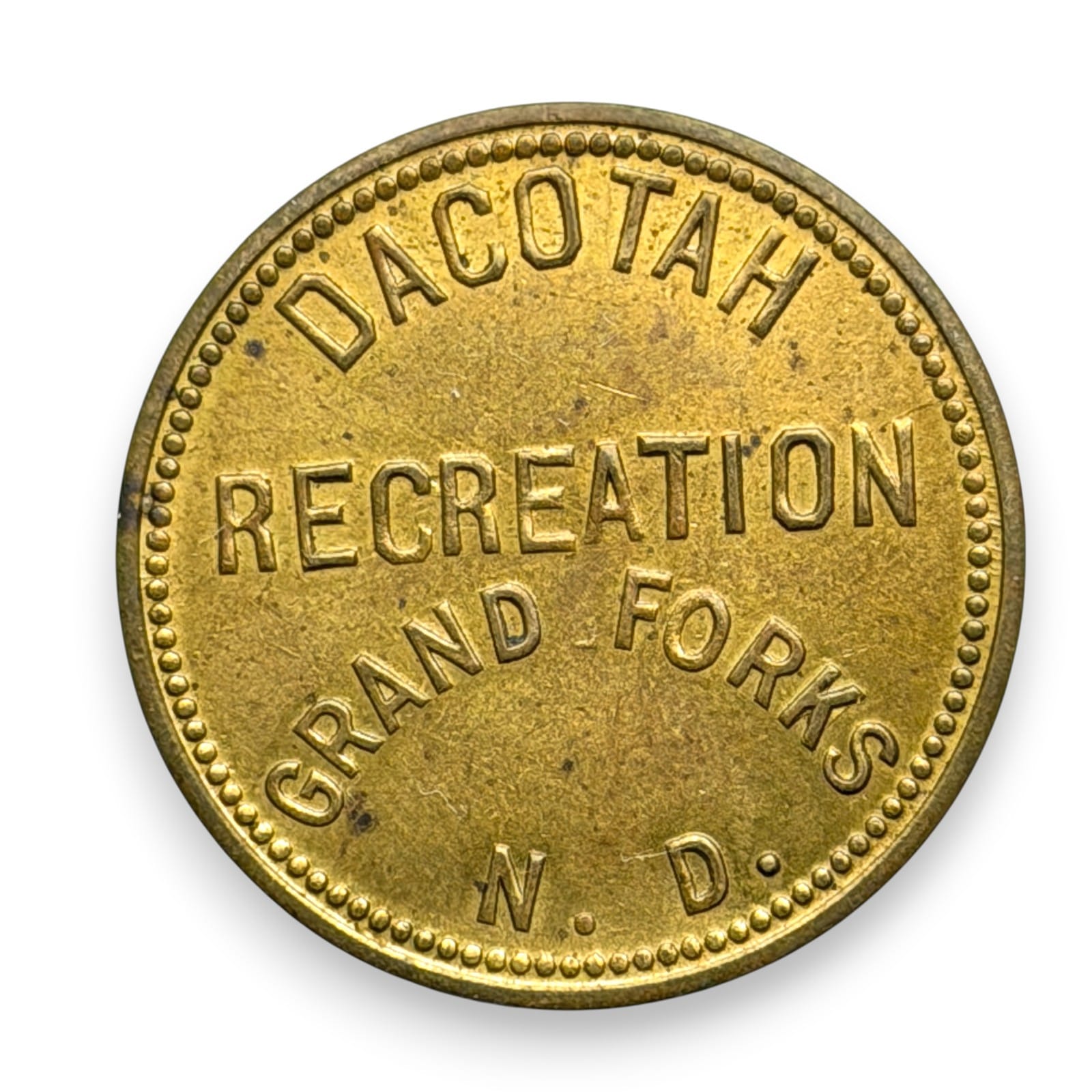 1950s Dacotah Recreation Grand Forks ND Good For 50c In Trade Brass Token 32mm