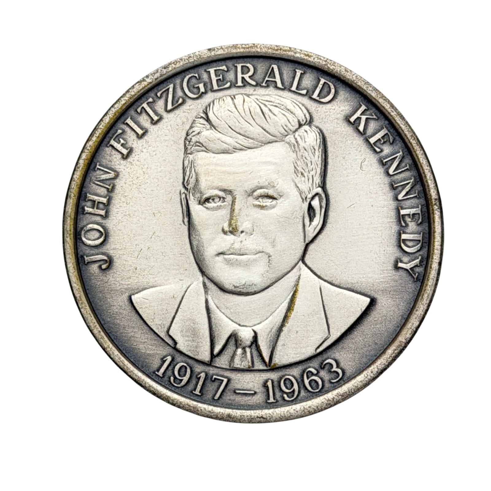 c.1960s John F Kennedy 35th President 40mm Silver Tone Memorial Medal USA JFK