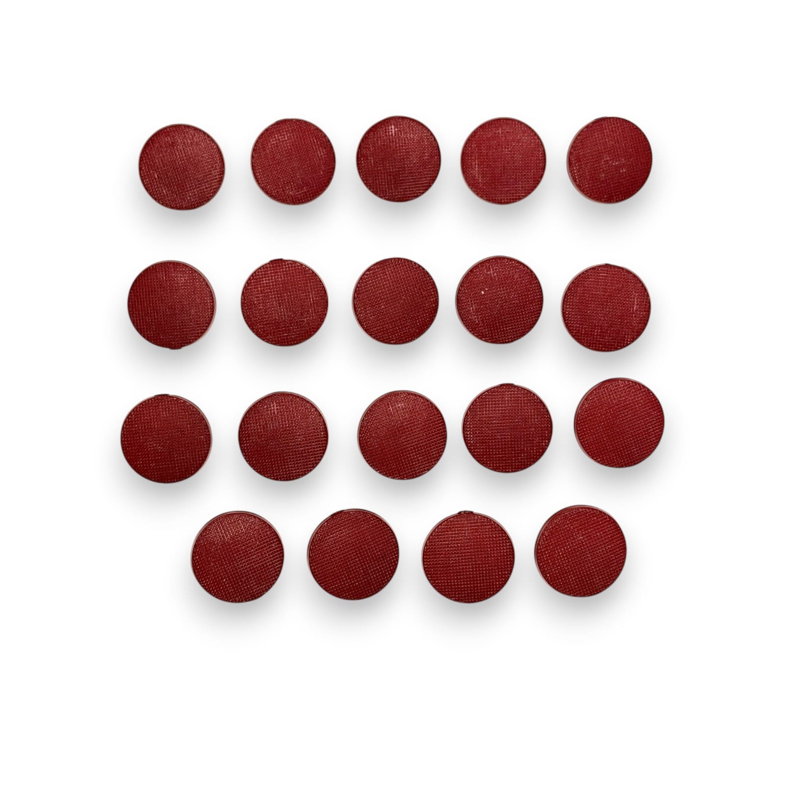 26mm Maroon Plastic Coat Buttons Grid Pattern 1950s Self Shank Set Lot of 19
