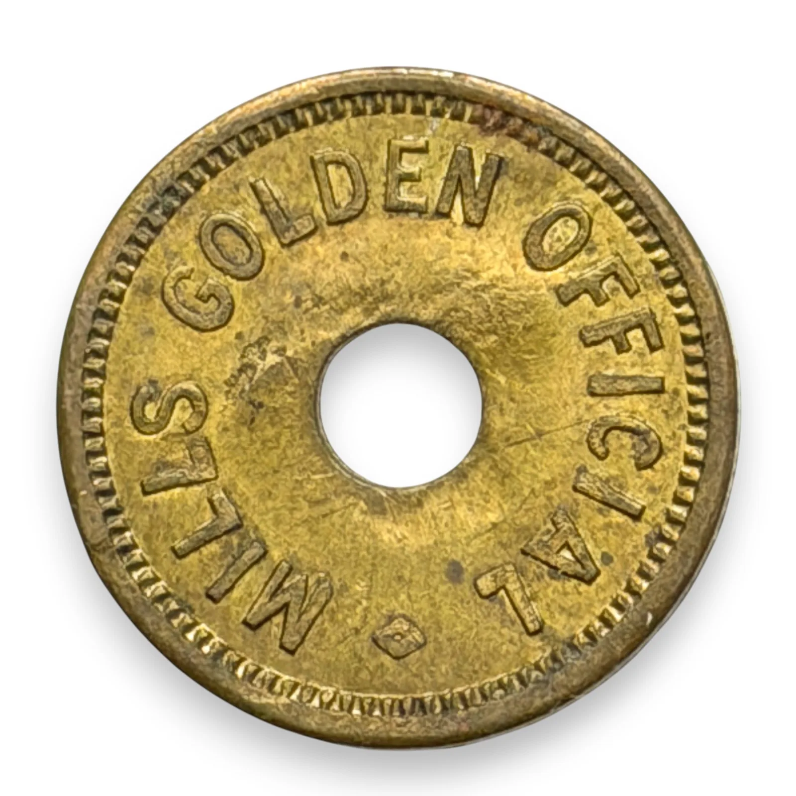 1930s Mills Golden Official 21mm Gilt Brass Slot Machine Token Arcade Coin Game